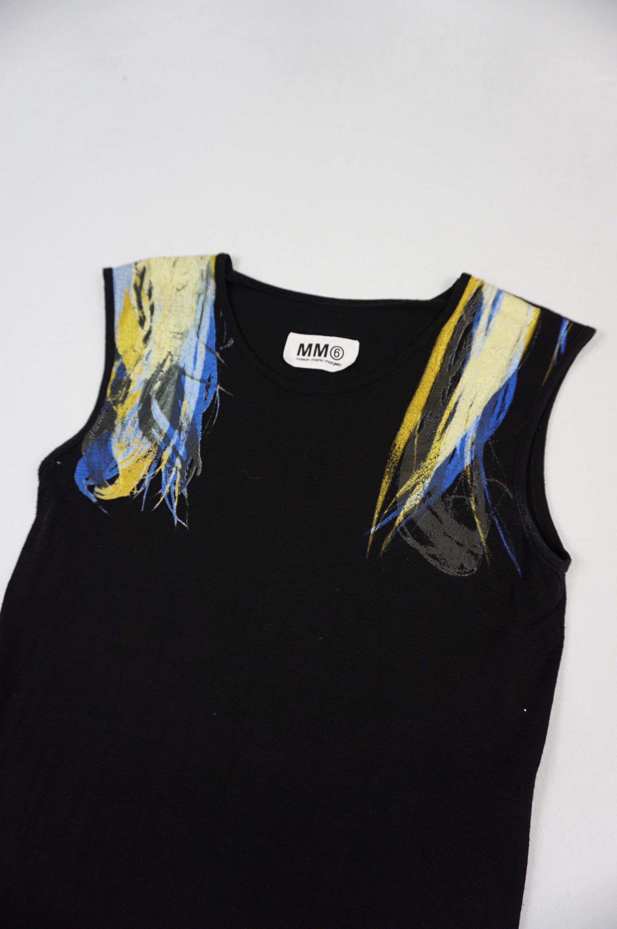 (S) MM6 Maison Martin Margiela Printed Shoulder Tank Top c.2010