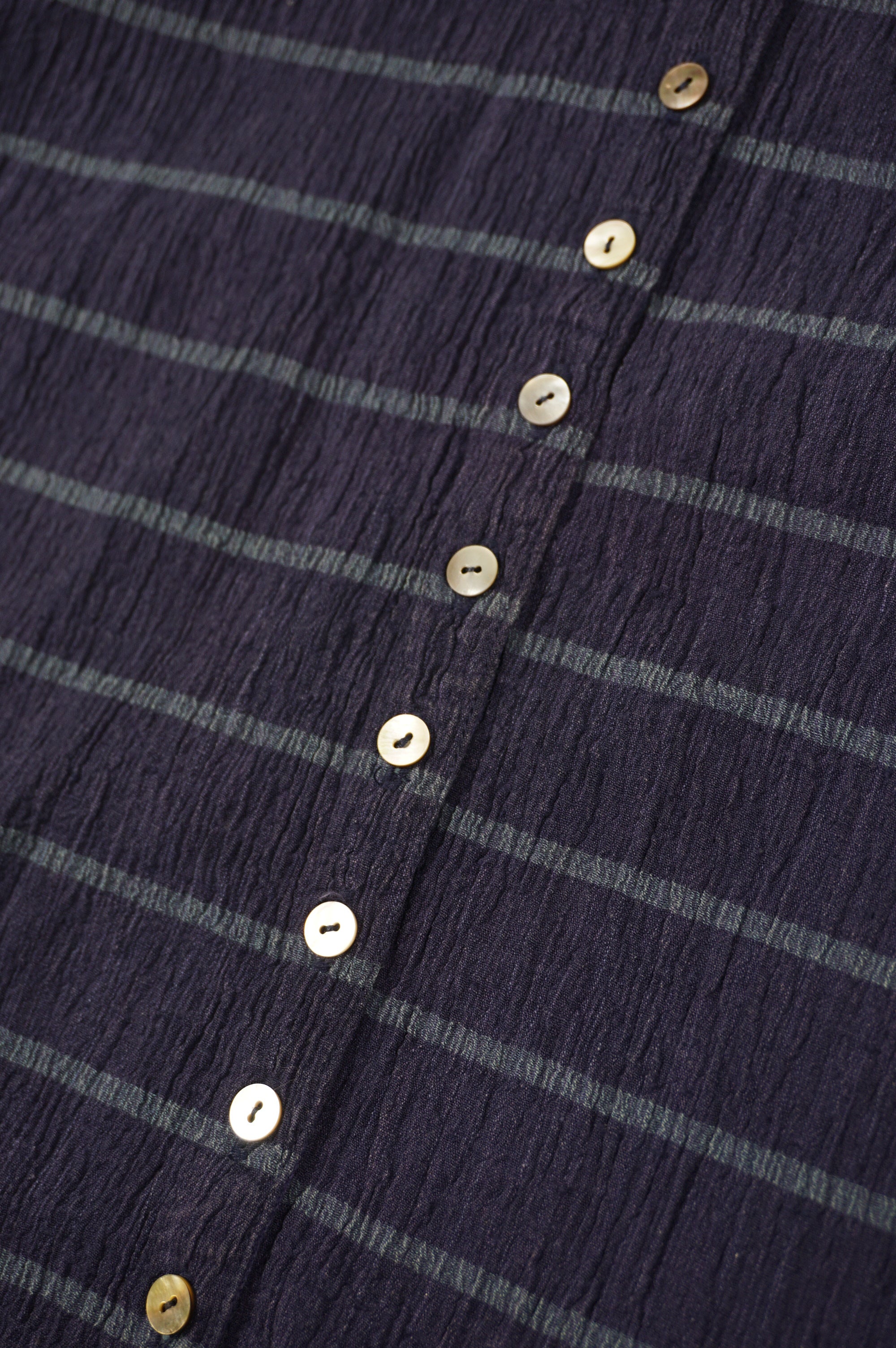 (M) ISSEY MIYAKE 1970s Indigo Horizontal Stripe Shirt