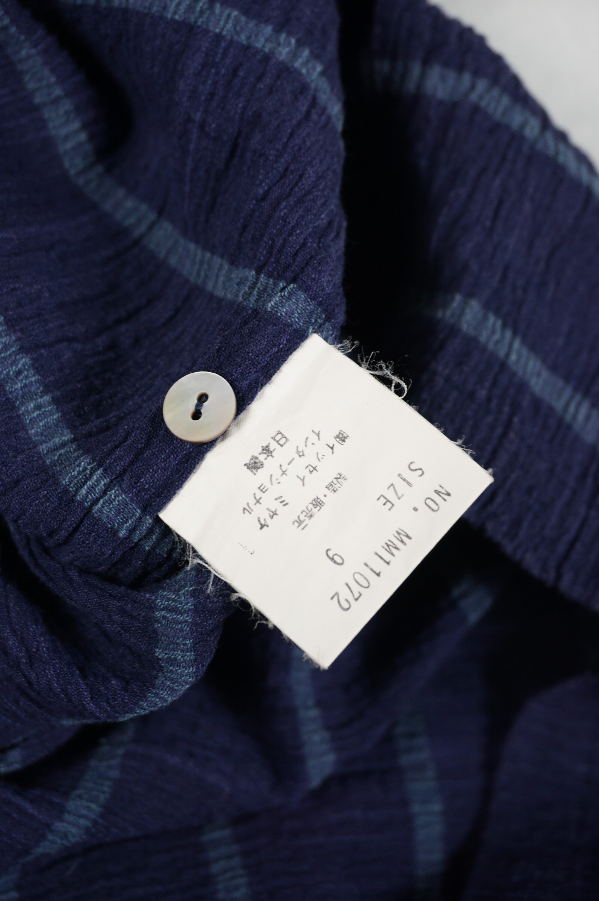 (M) ISSEY MIYAKE 1970s Indigo Horizontal Stripe Shirt