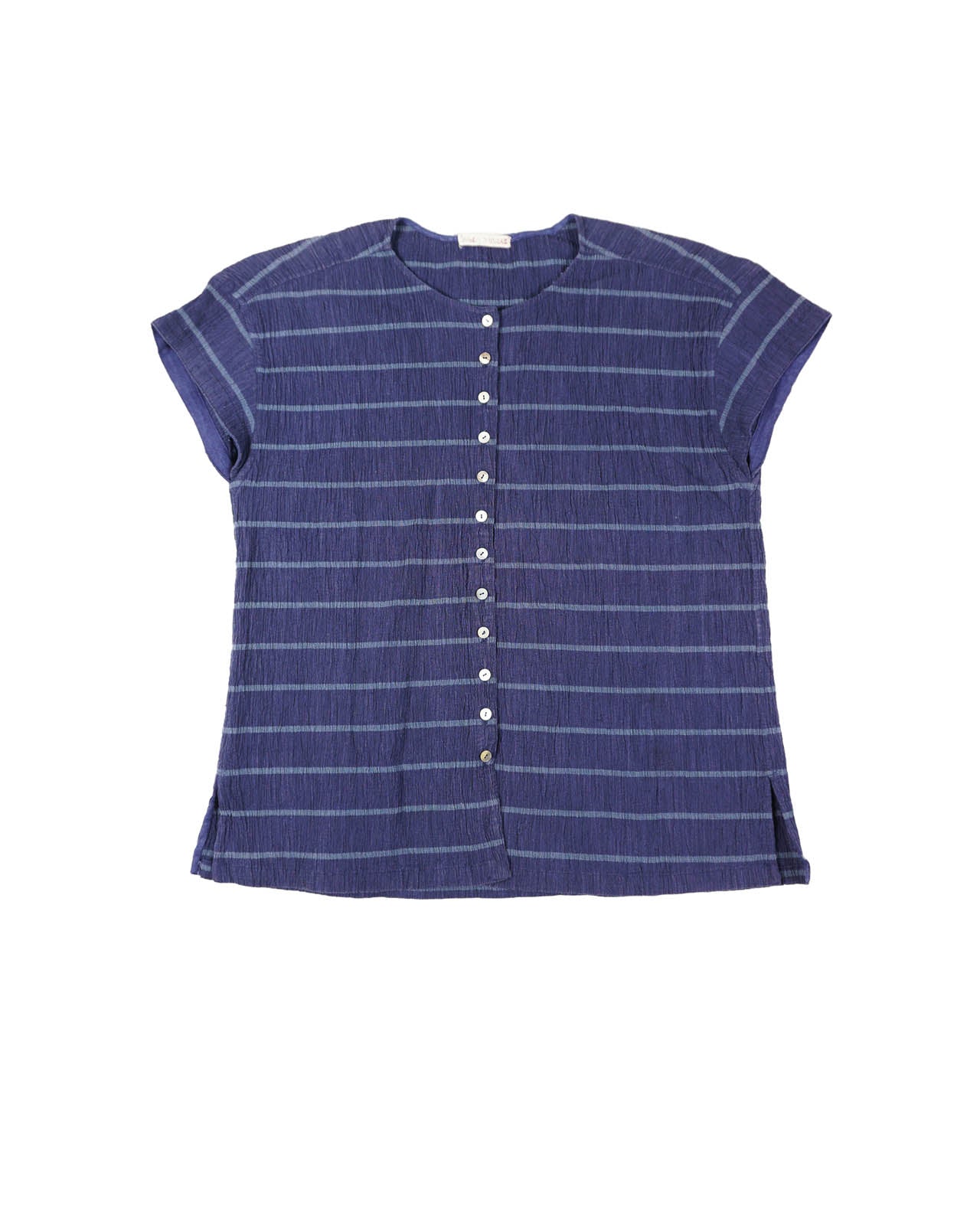 (M) ISSEY MIYAKE 1970s Indigo Horizontal Stripe Shirt
