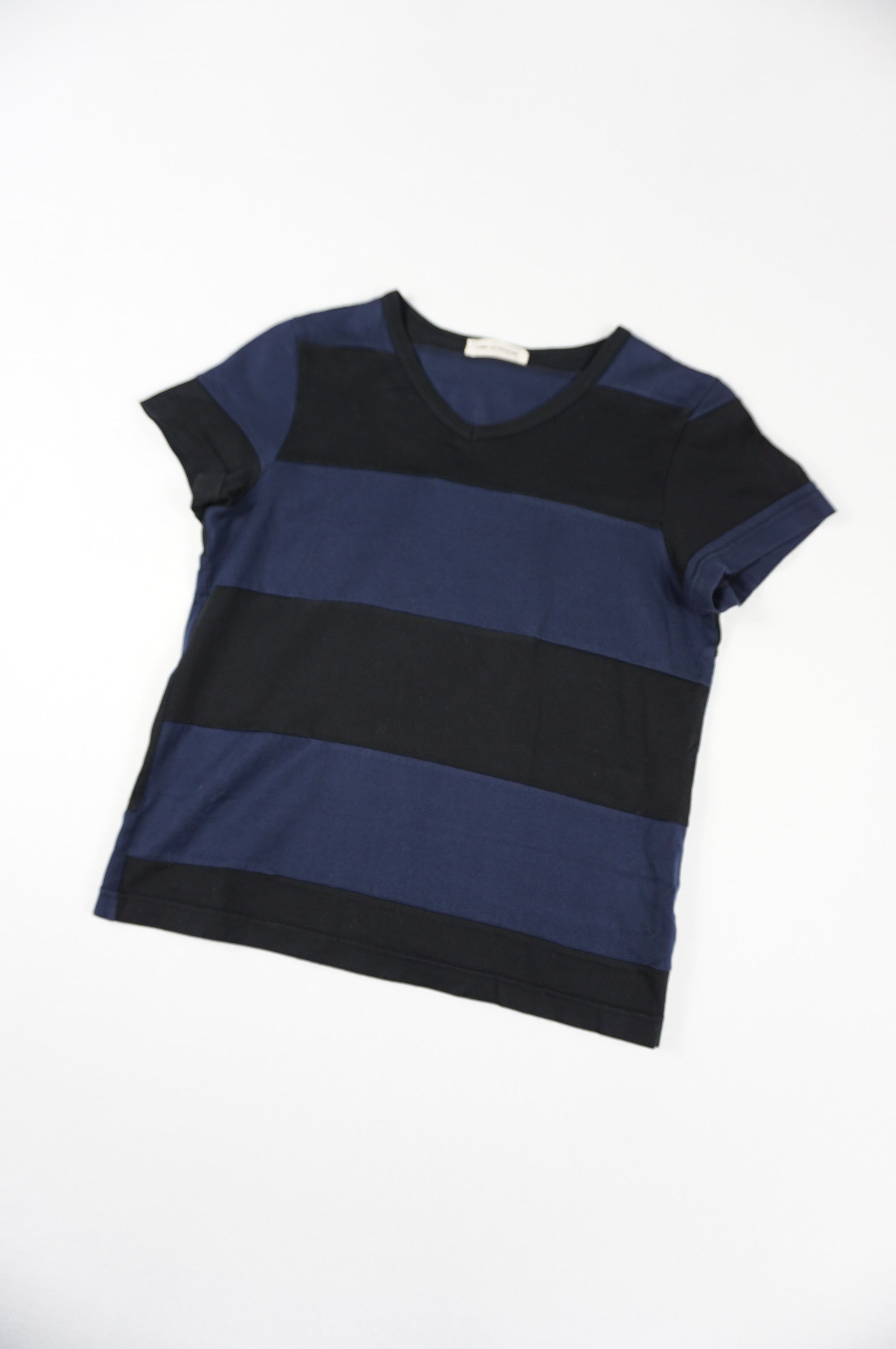 (XS) COMME DES GARCONS AD1995 Black/Navy Stripe Top