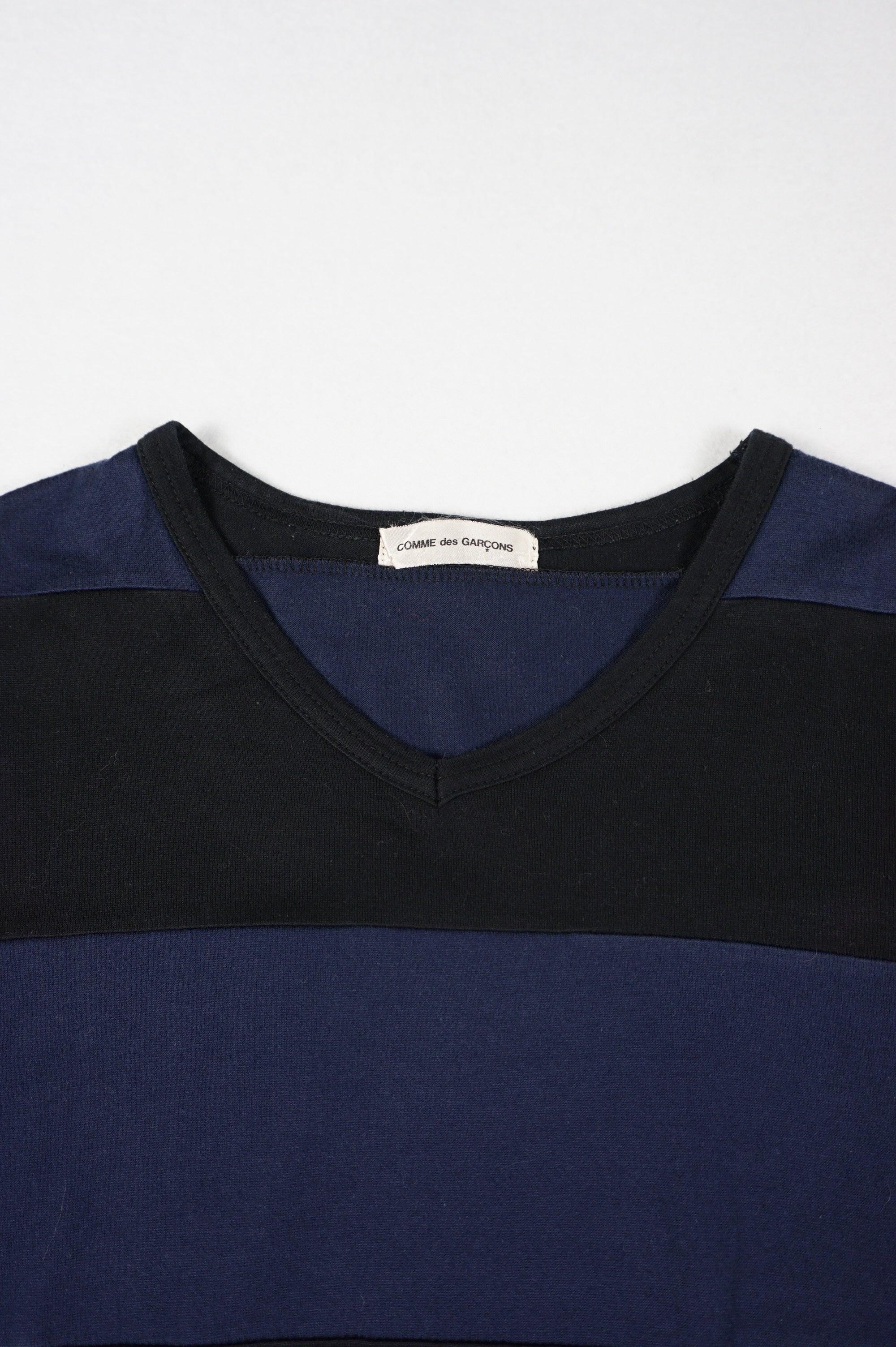 (XS) COMME DES GARCONS AD1995 Black/Navy Stripe Top