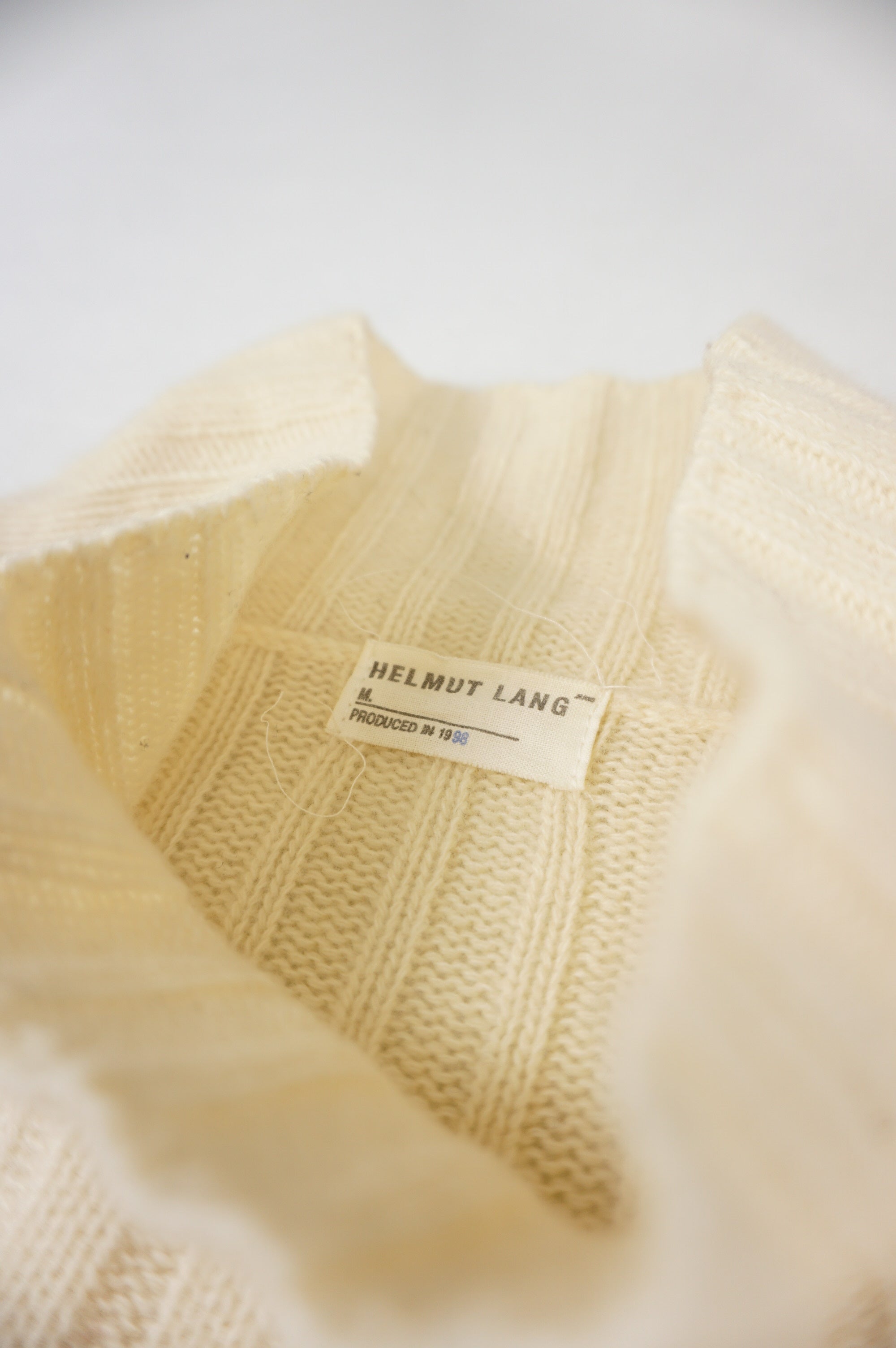 (S/M) HELMUT LANG Ivory Ribbed Wool Knit 1998