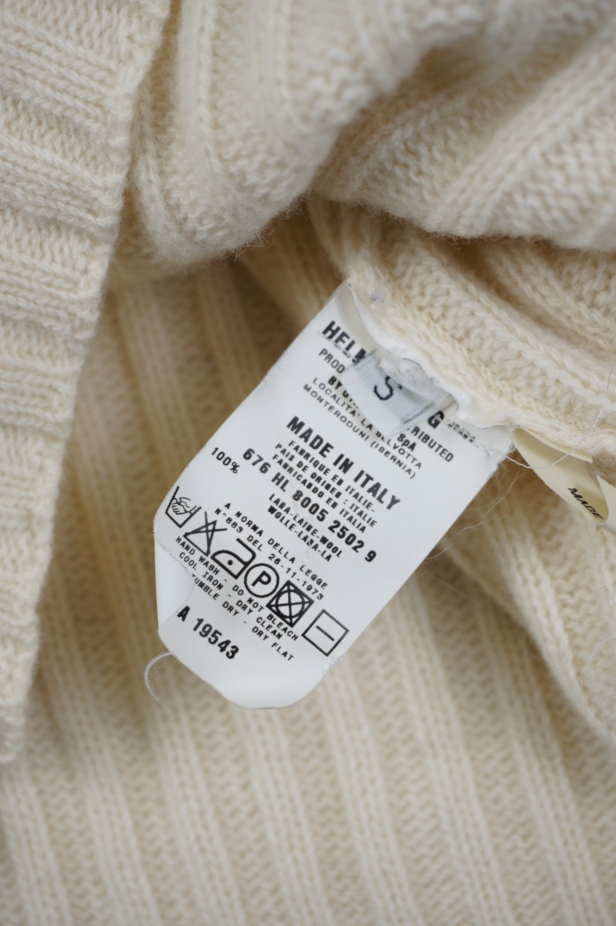 (S/M) HELMUT LANG Ivory Ribbed Wool Knit 1998