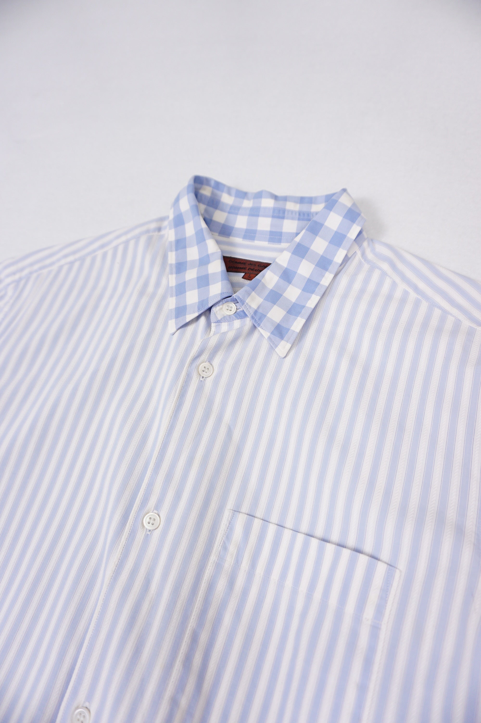 (L) COMME DES GARCONS HOMME DEUX AD2008 Blue Pin Stripe Shirt