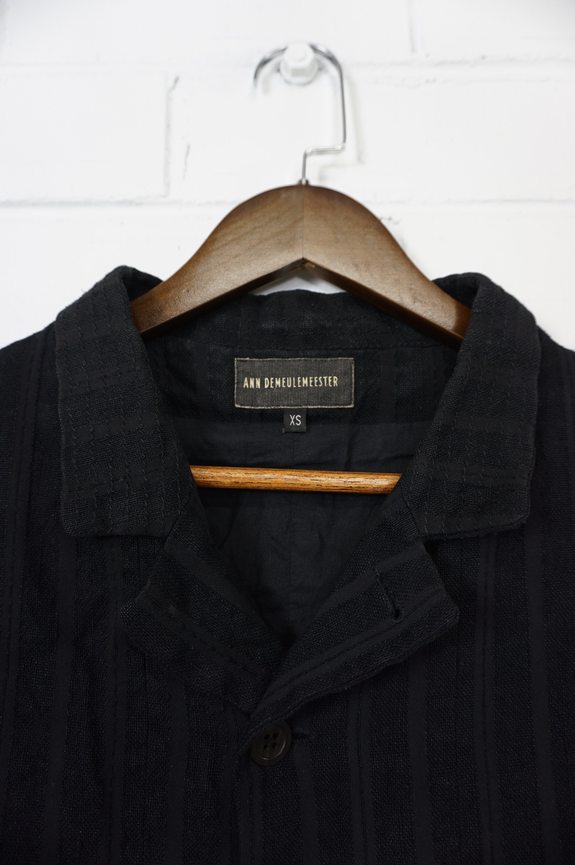 (XS/S) ANN DEMEULEMEESTER Black Linen Waistcoat