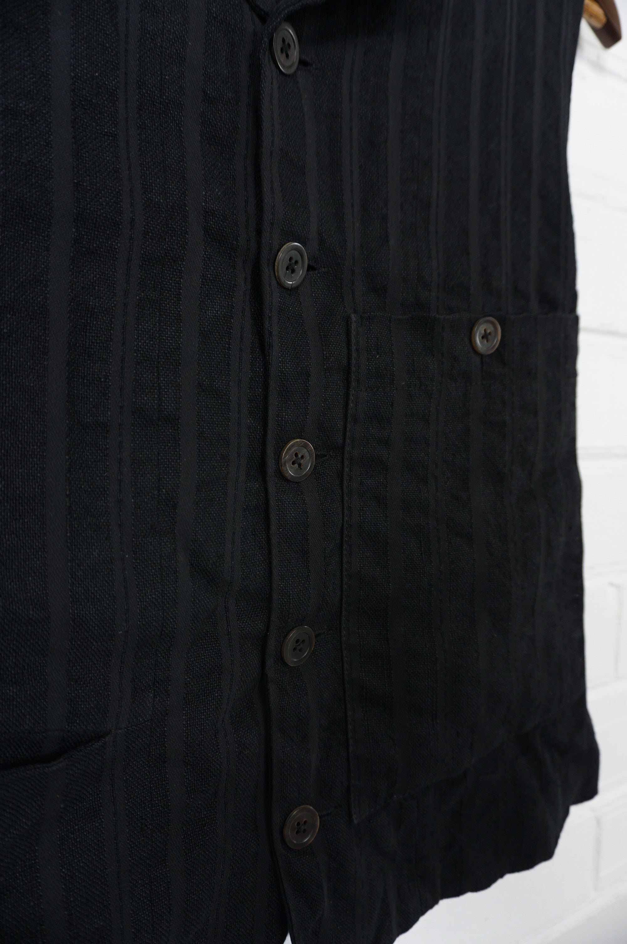(XS/S) ANN DEMEULEMEESTER Black Linen Waistcoat