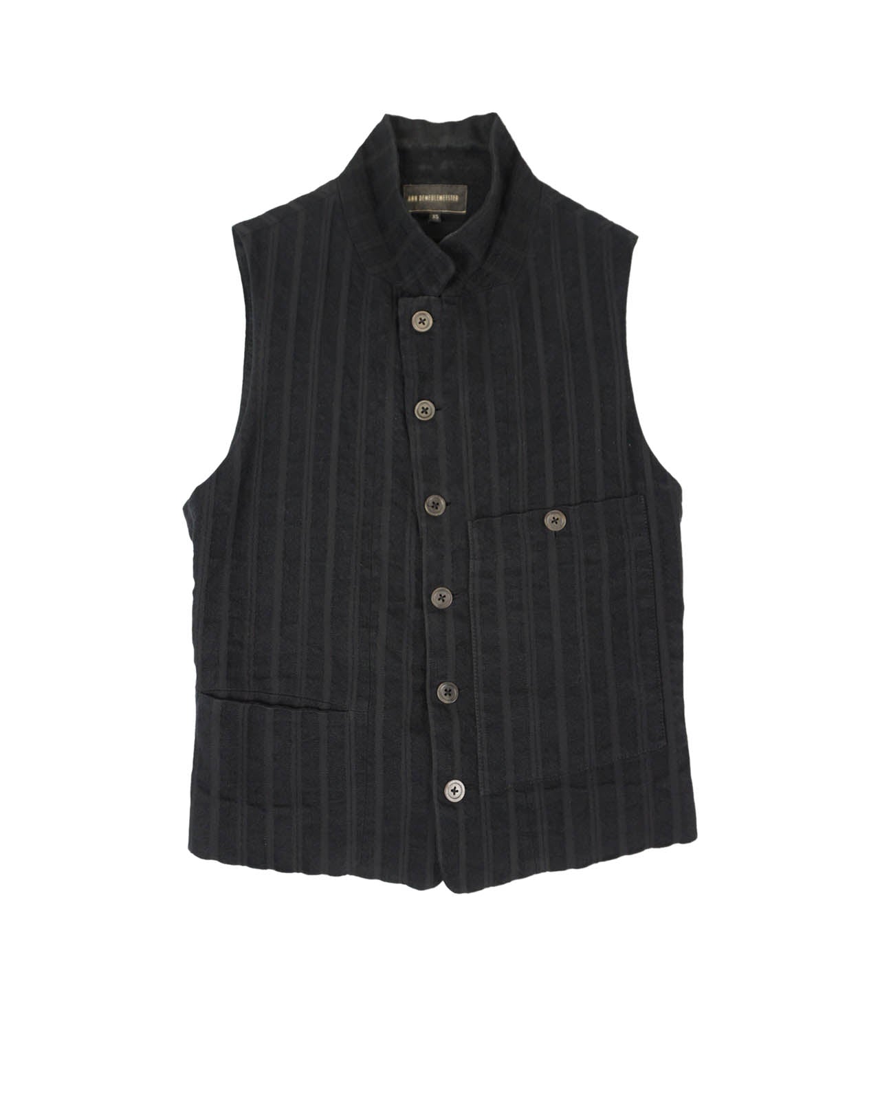 (XS/S) ANN DEMEULEMEESTER Black Linen Waistcoat