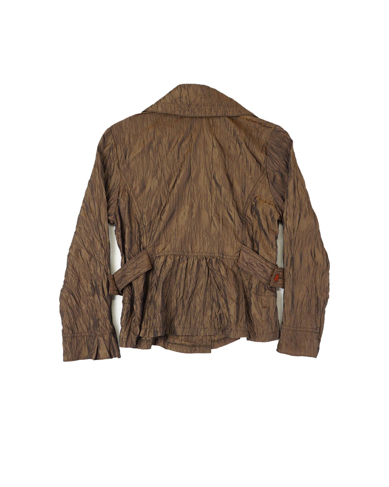 (M) VOYOU Brown Cinched Waist Wrinkle Shirt