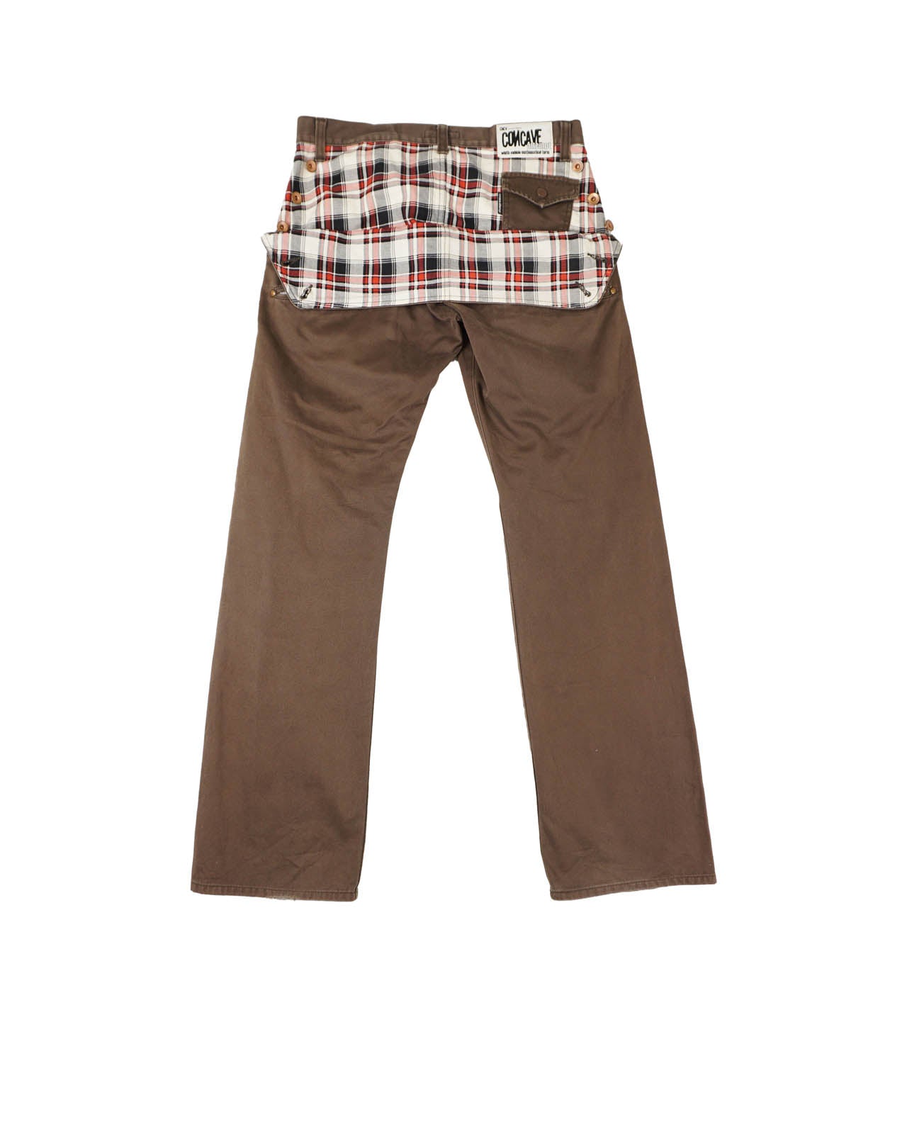 (32") CNCV Red Plaid Panel Brown Pants