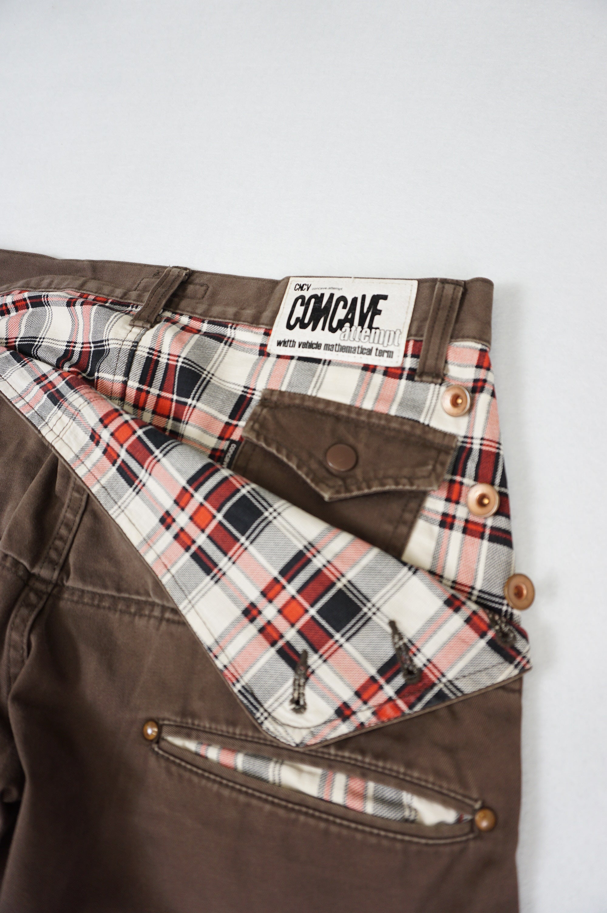 (32") CNCV Red Plaid Panel Brown Pants