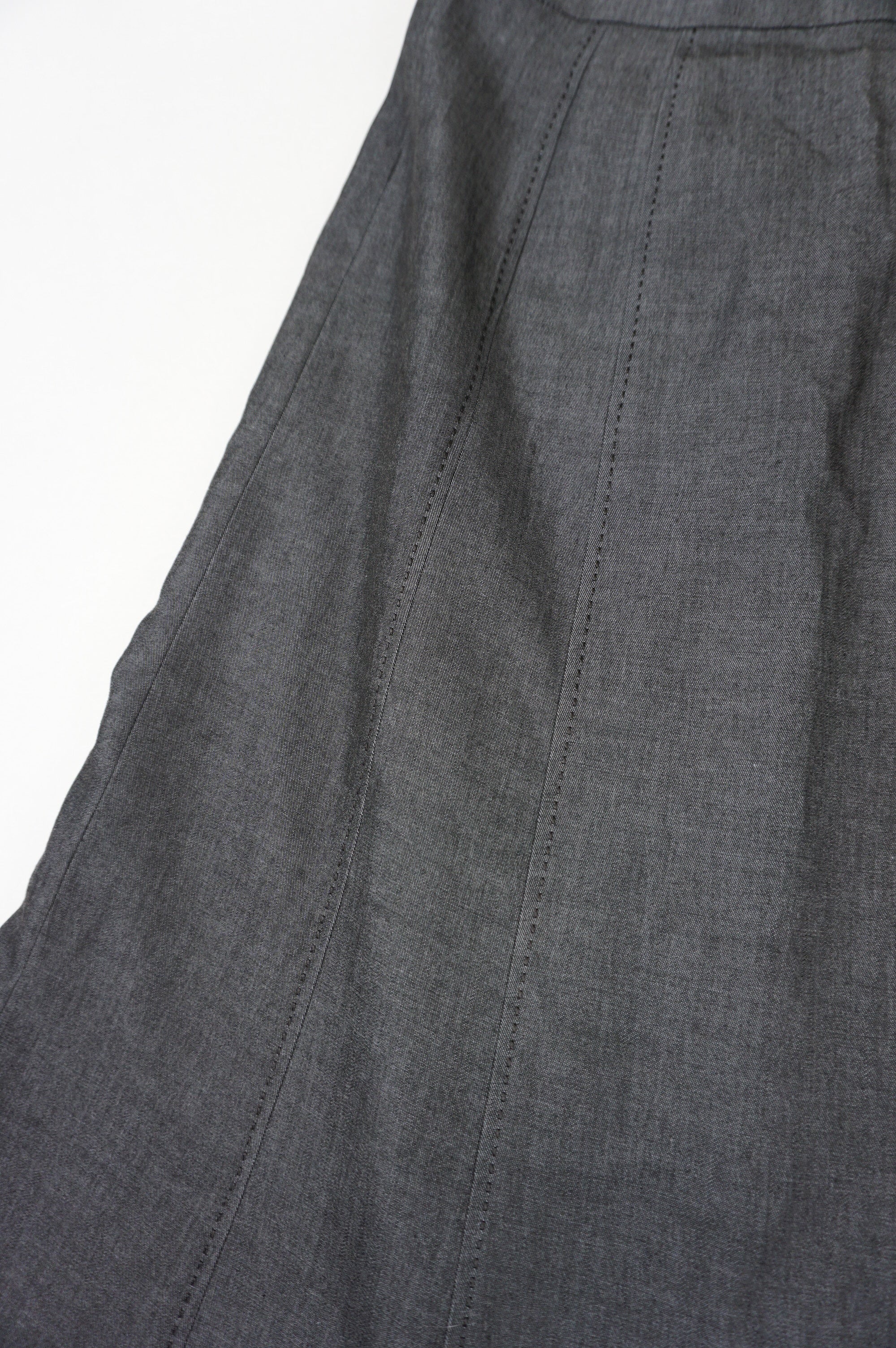 (26") Grey Stitches Details Midi Skirt