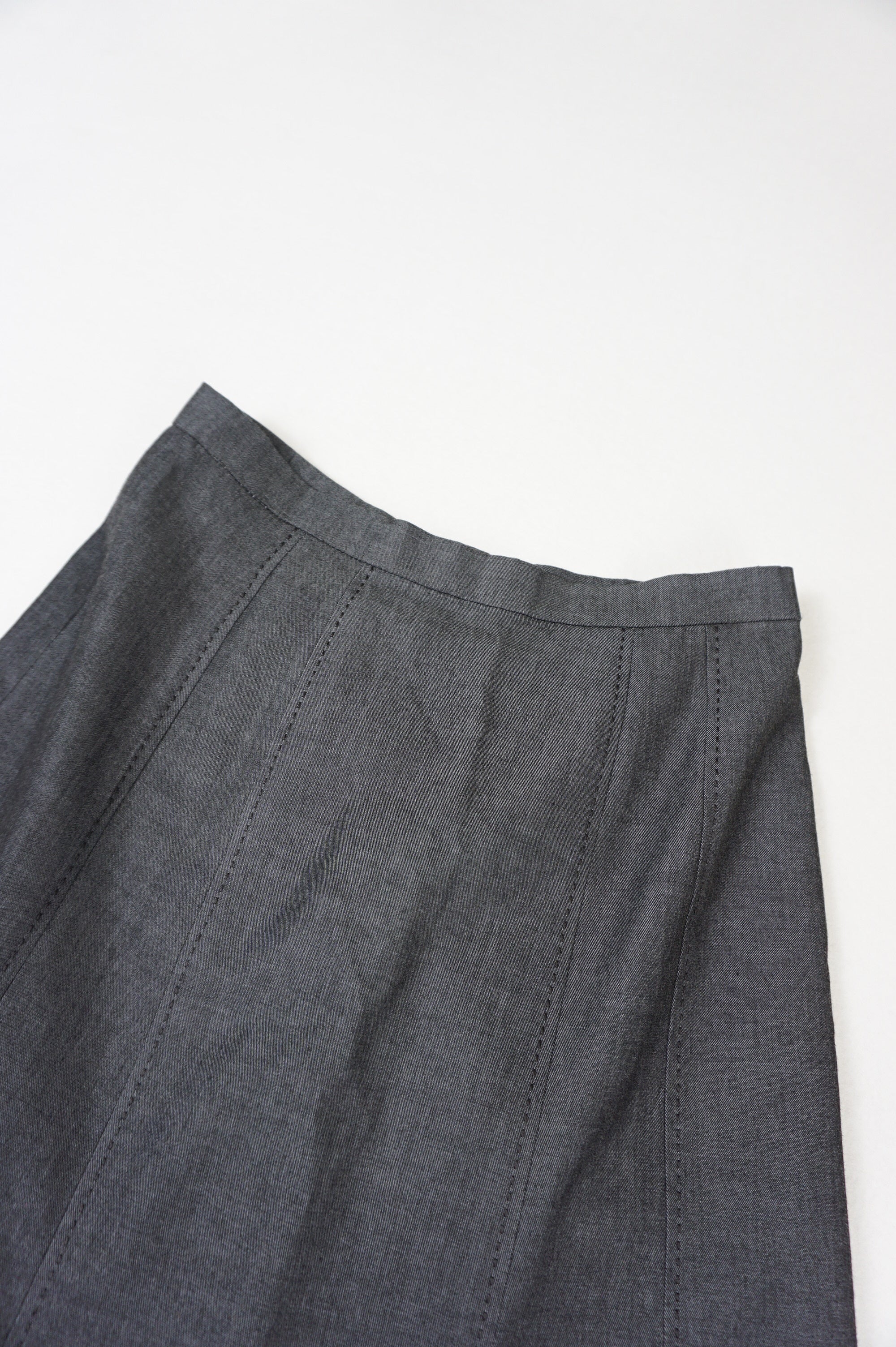 (26") Grey Stitches Details Midi Skirt