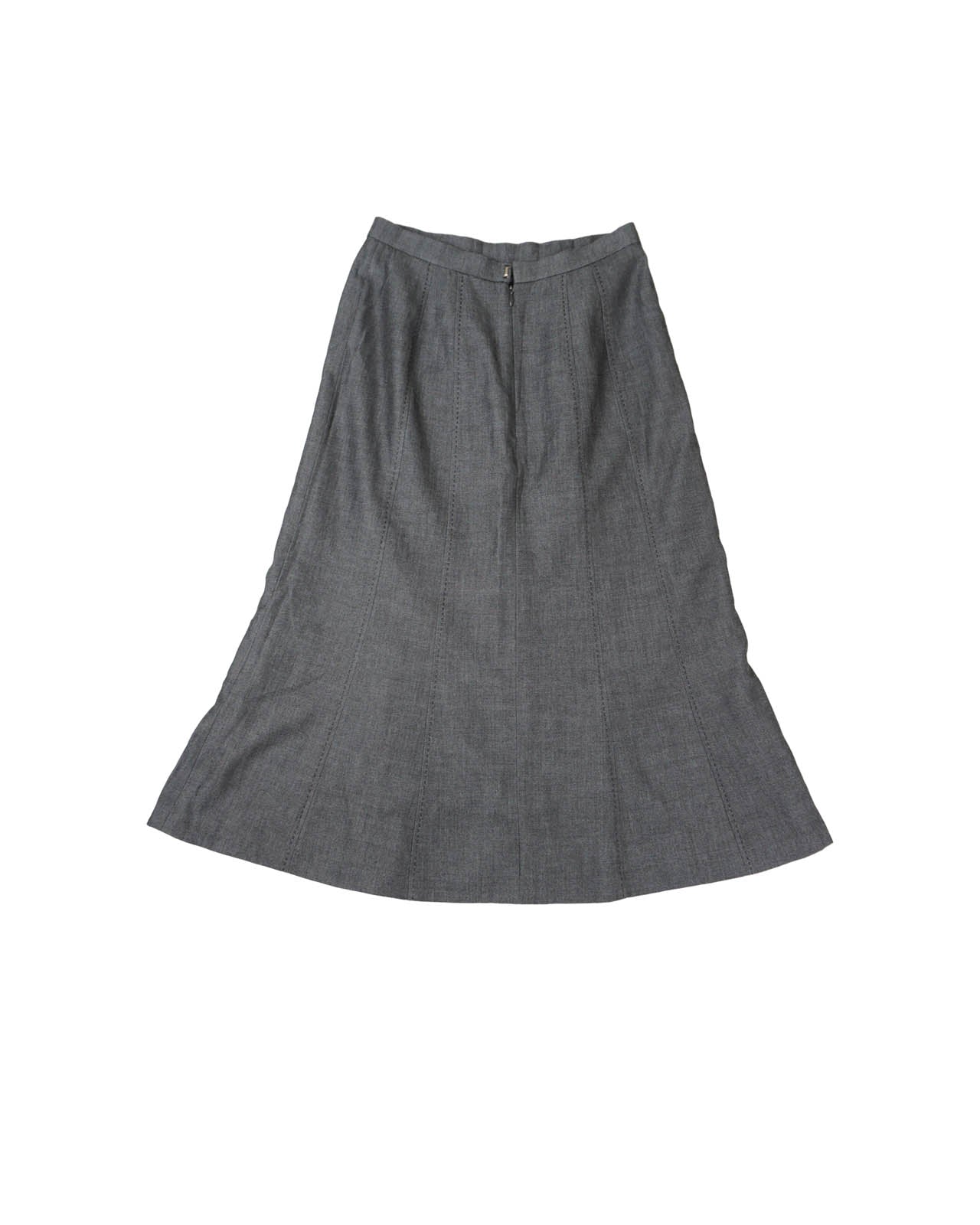 (26") Grey Stitches Details Midi Skirt