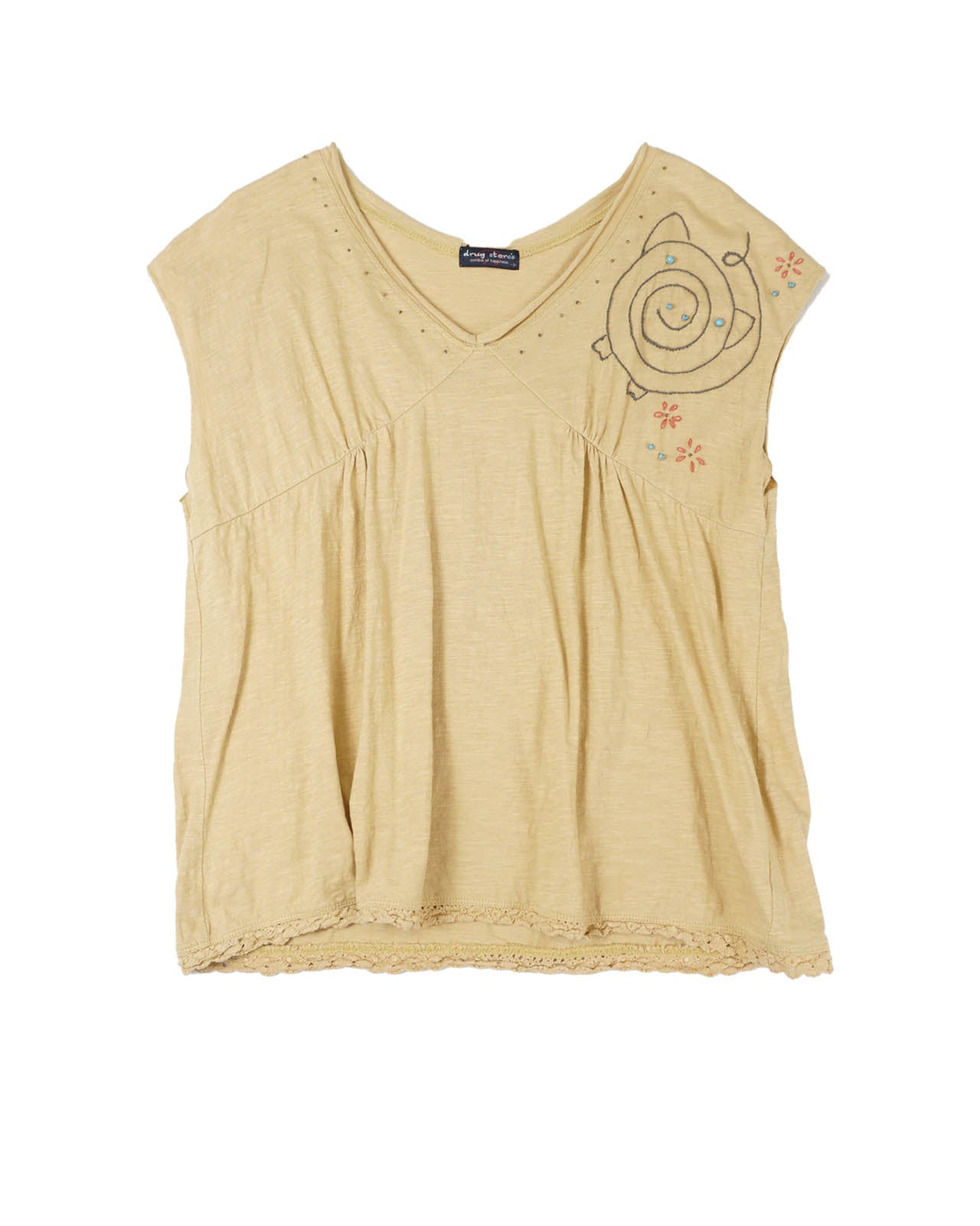 (M/L) DRUG STORES V-Neck Sand Top