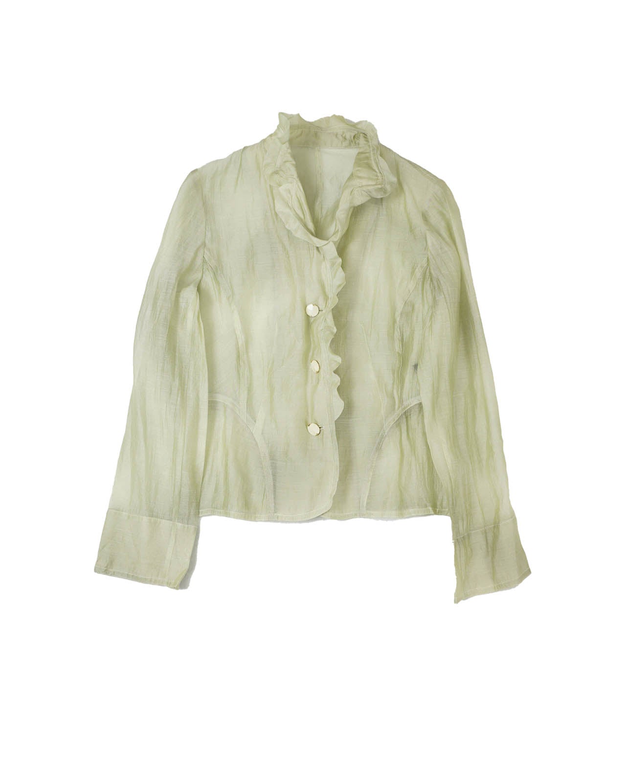 (S/M) FISCHIO Pastel Green Sheer Long Sleeve