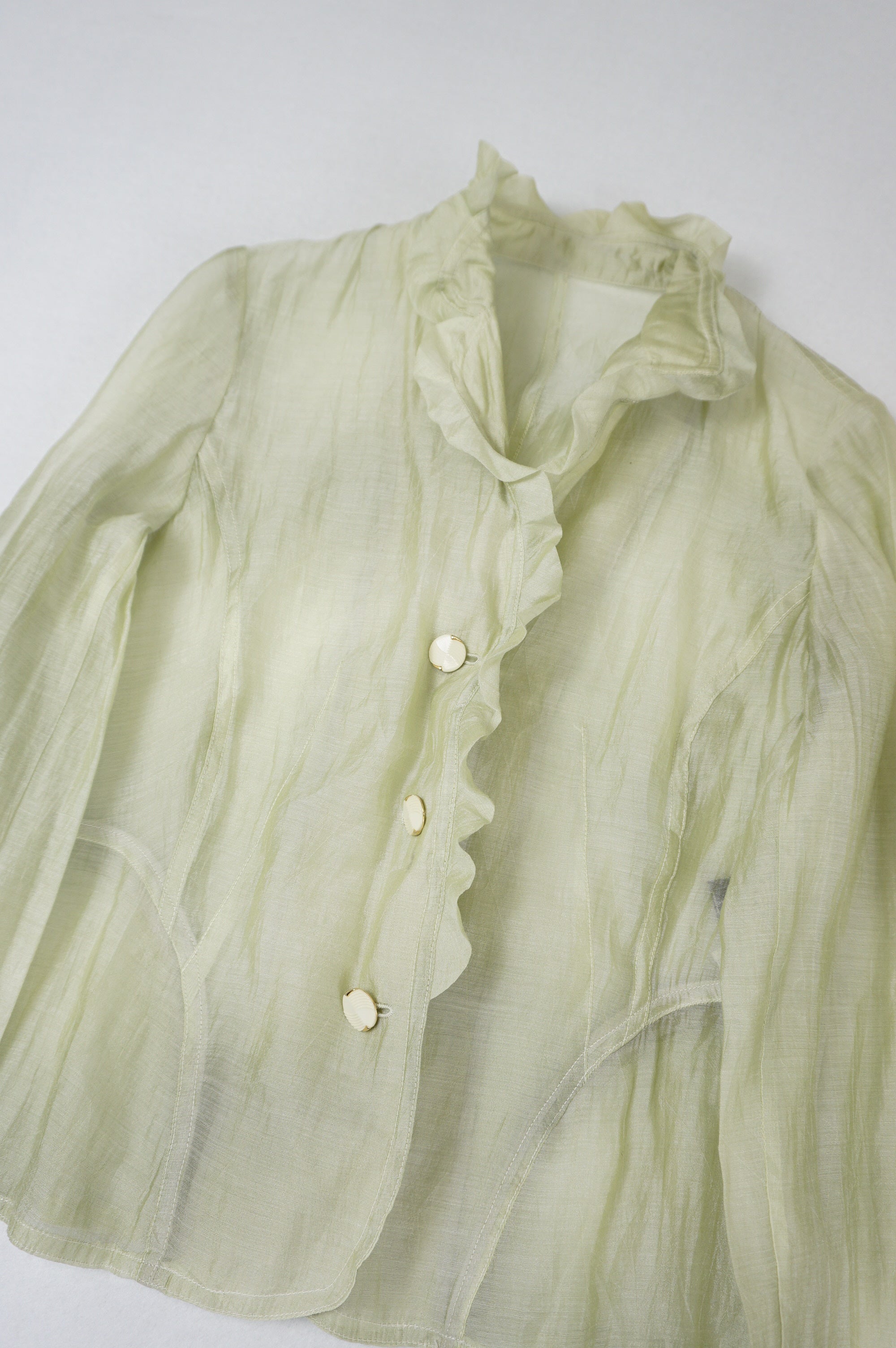 (S/M) FISCHIO Pastel Green Sheer Long Sleeve
