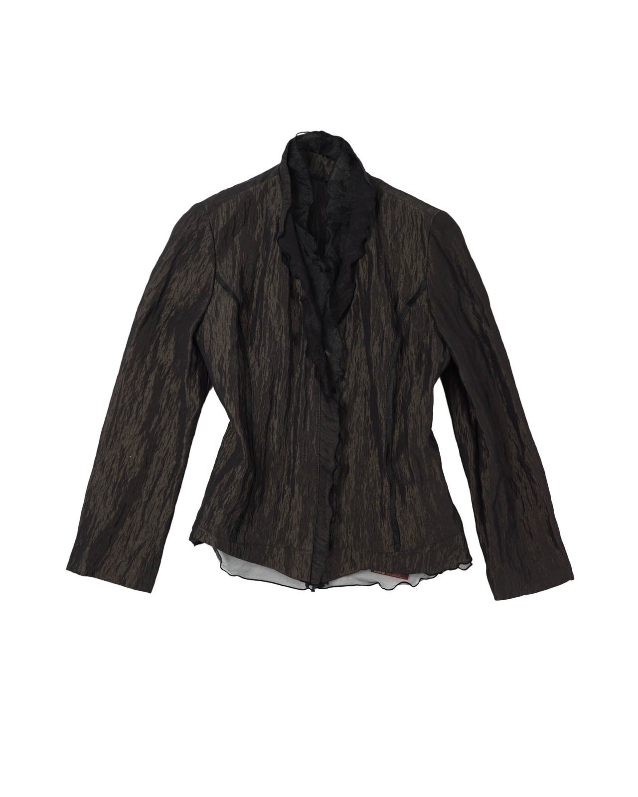 (S/M) FONTANA GRANDE Black Ruffle Neckline Shirt