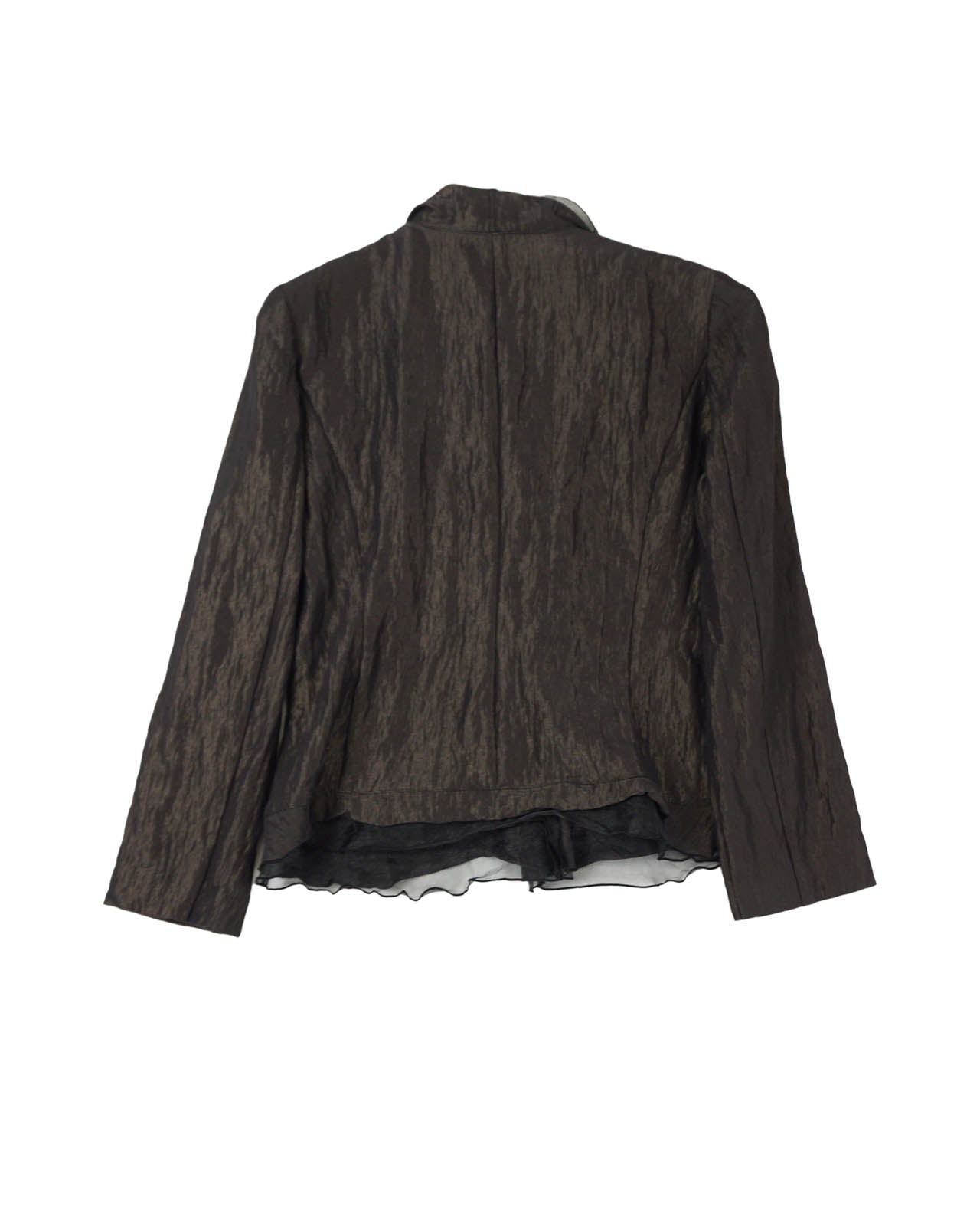 (S/M) FONTANA GRANDE Black Ruffle Neckline Shirt