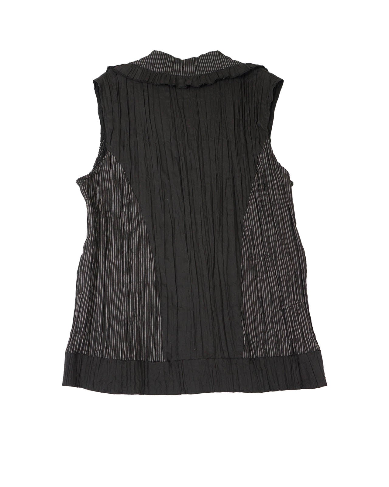 (S/M) GRACEFUL Black Pleated Stripe Details Top