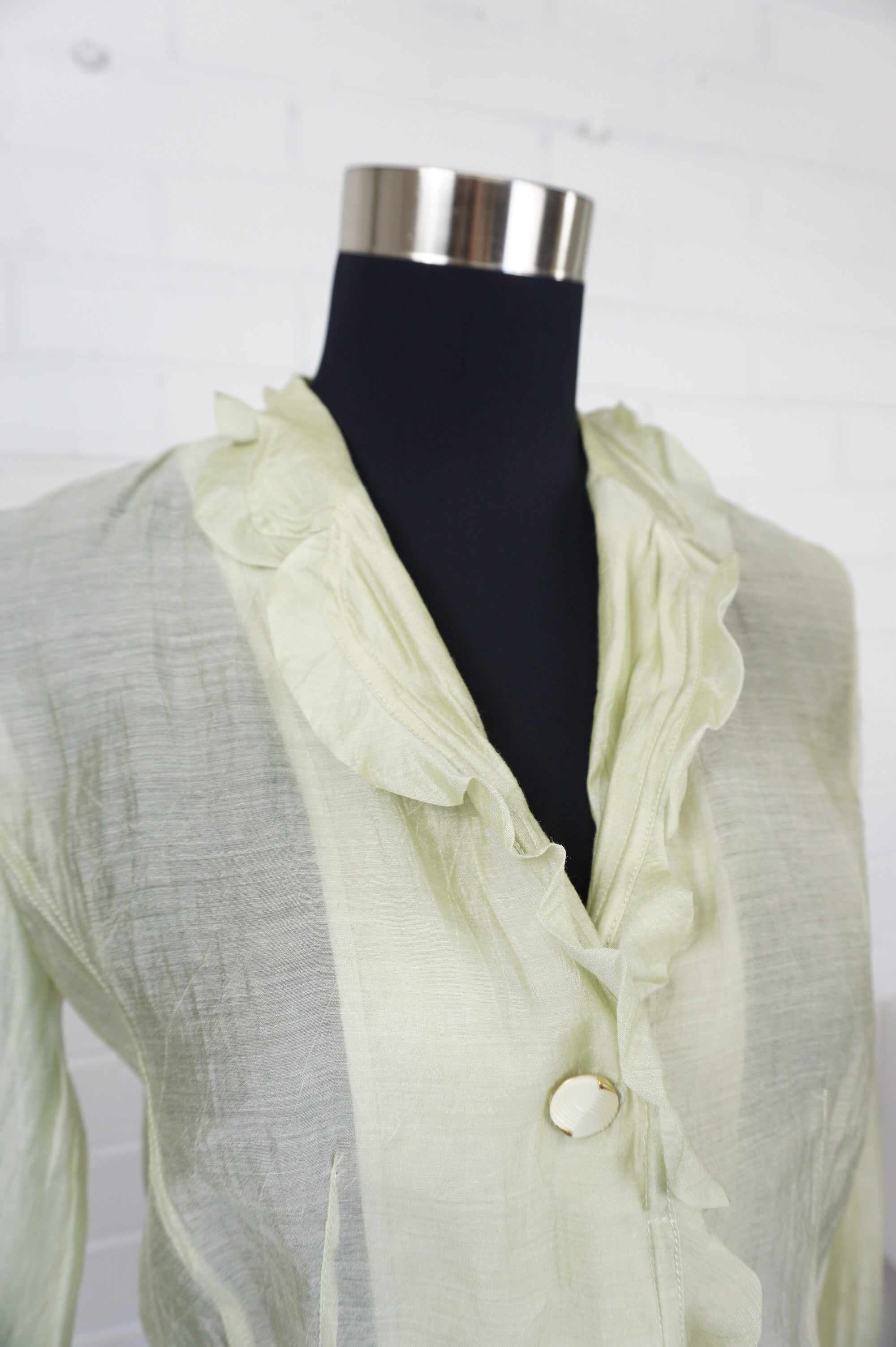 (S/M) FISCHIO Pastel Green Sheer Long Sleeve