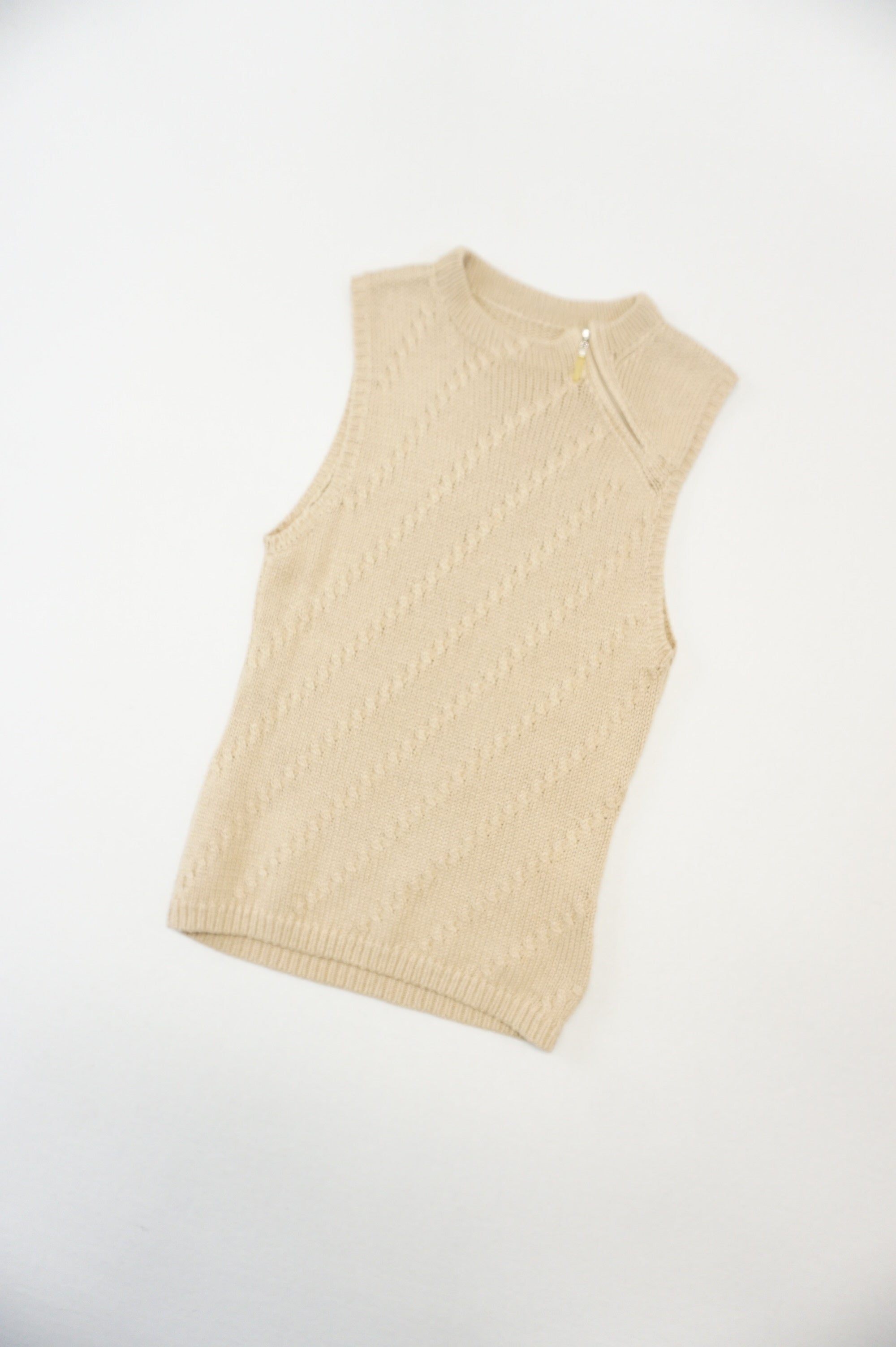 (S) NEWYORKER Beige Side Zipped Tank Sweatshirt
