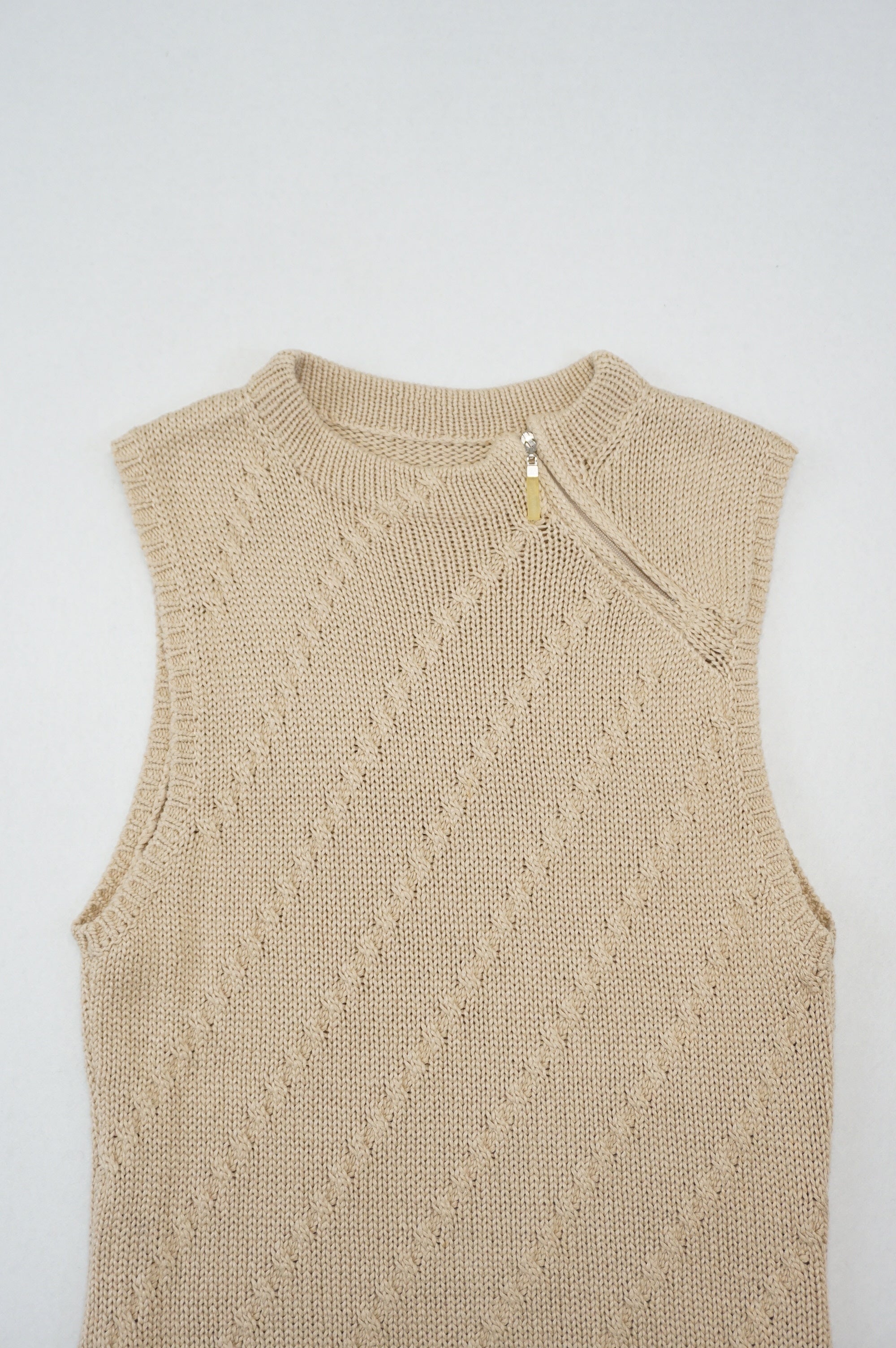 (S) NEWYORKER Beige Side Zipped Tank Sweatshirt
