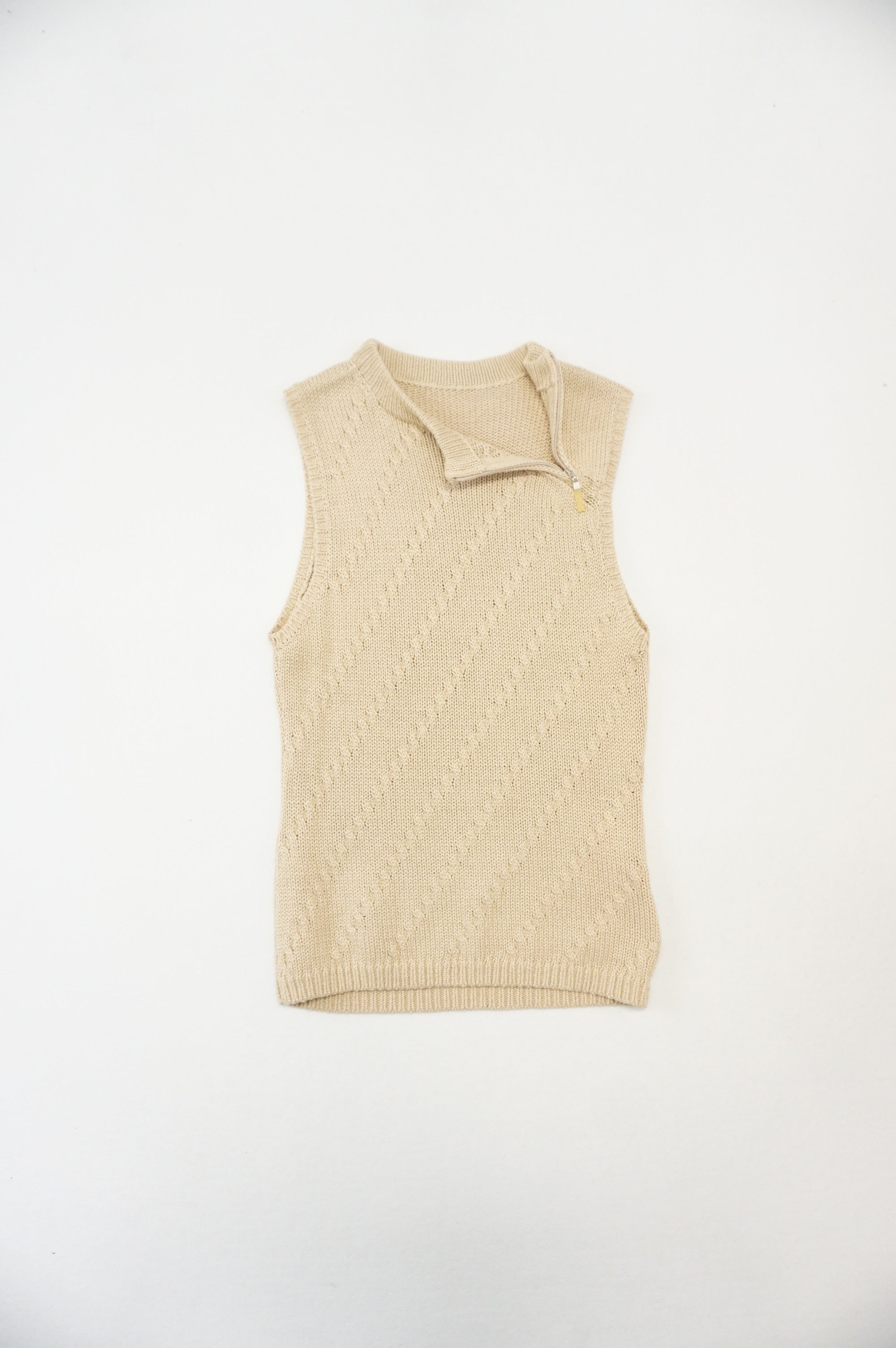(S) NEWYORKER Beige Side Zipped Tank Sweatshirt