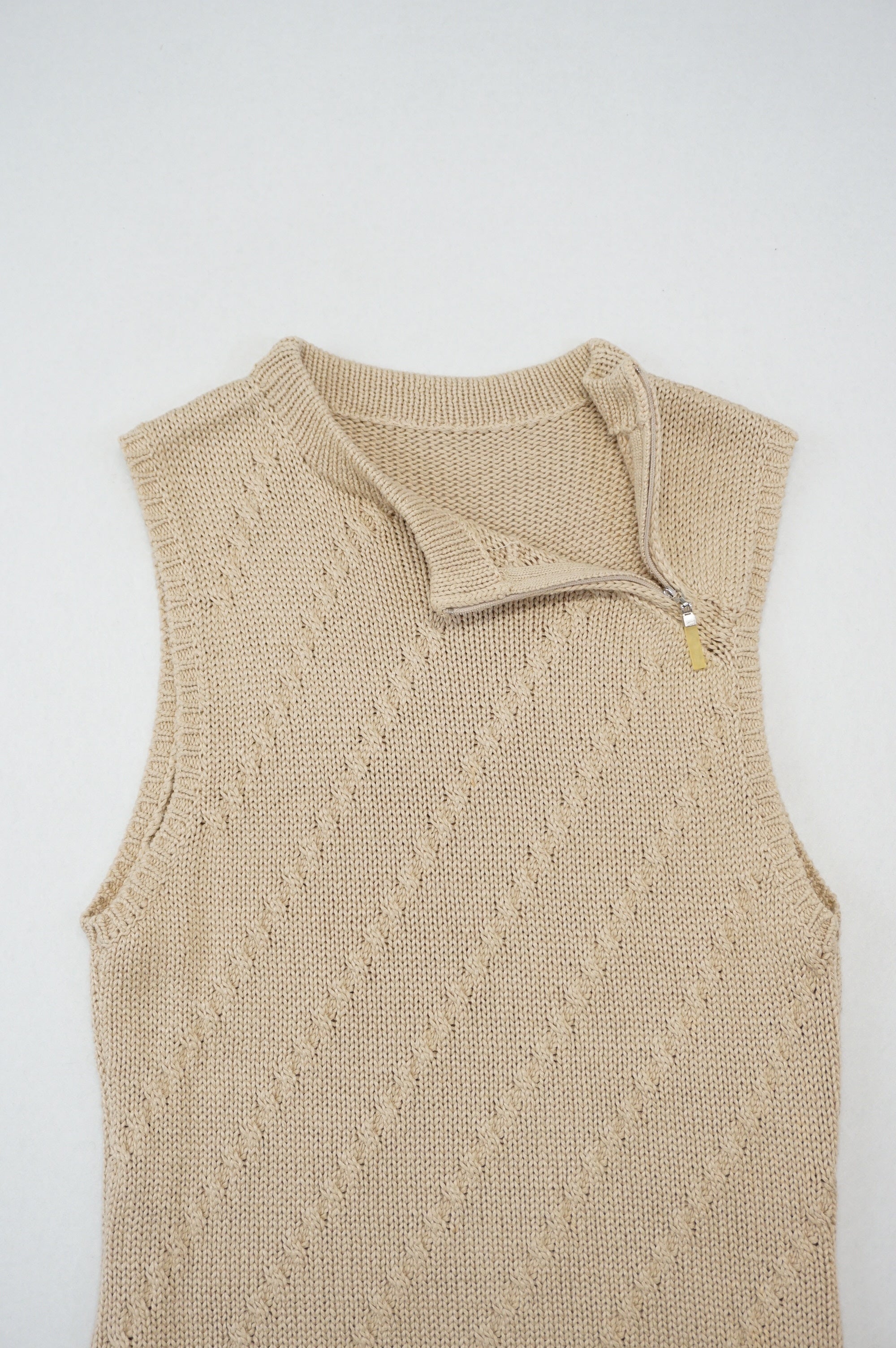 (S) NEWYORKER Beige Side Zipped Tank Sweatshirt