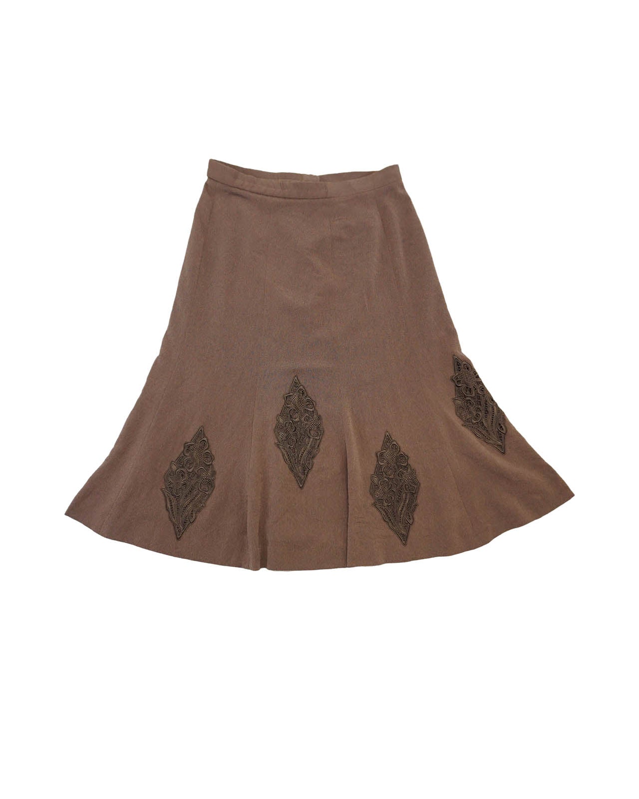 (30") Mud Brown Applique Midi Skirt