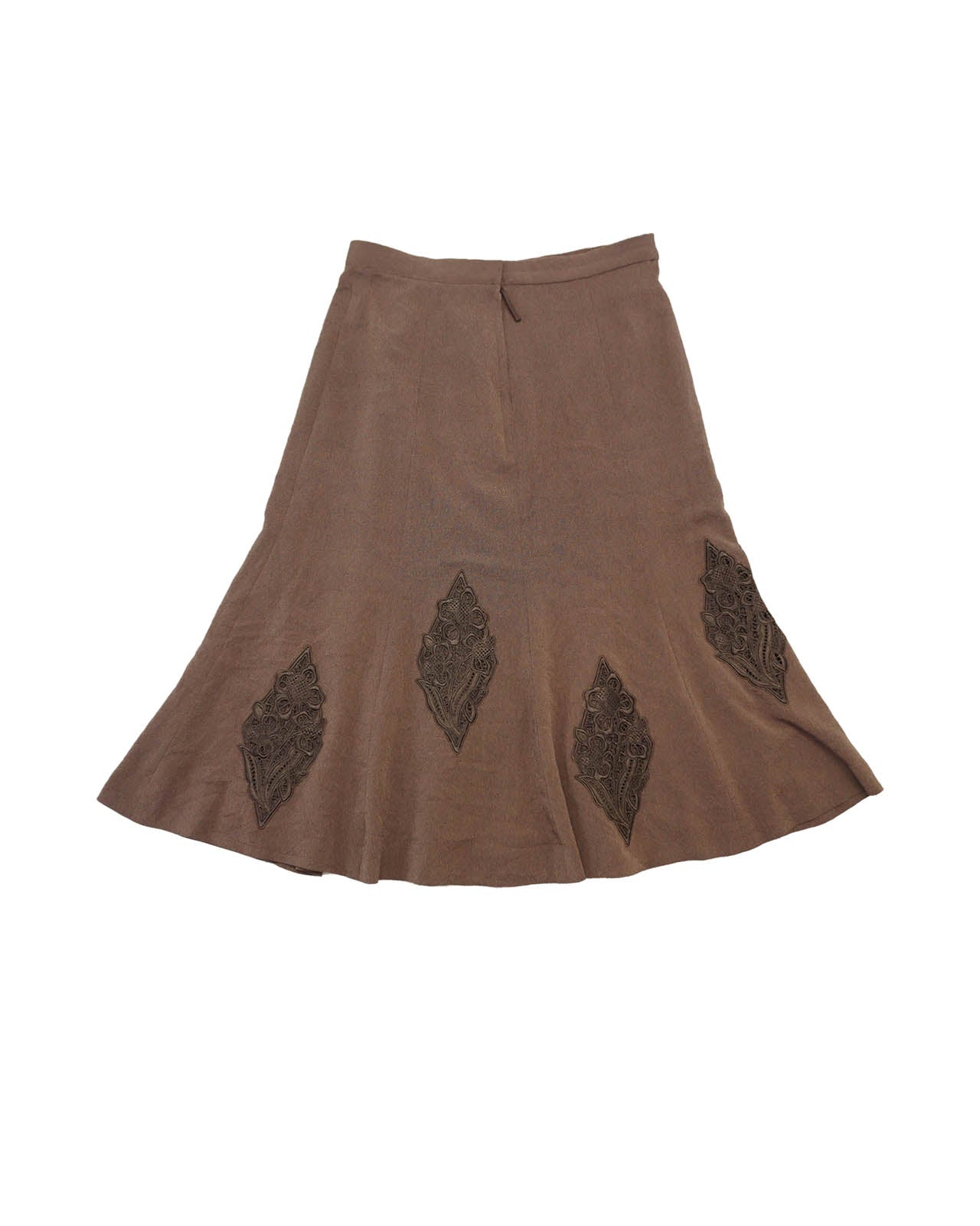 (30") Mud Brown Applique Midi Skirt