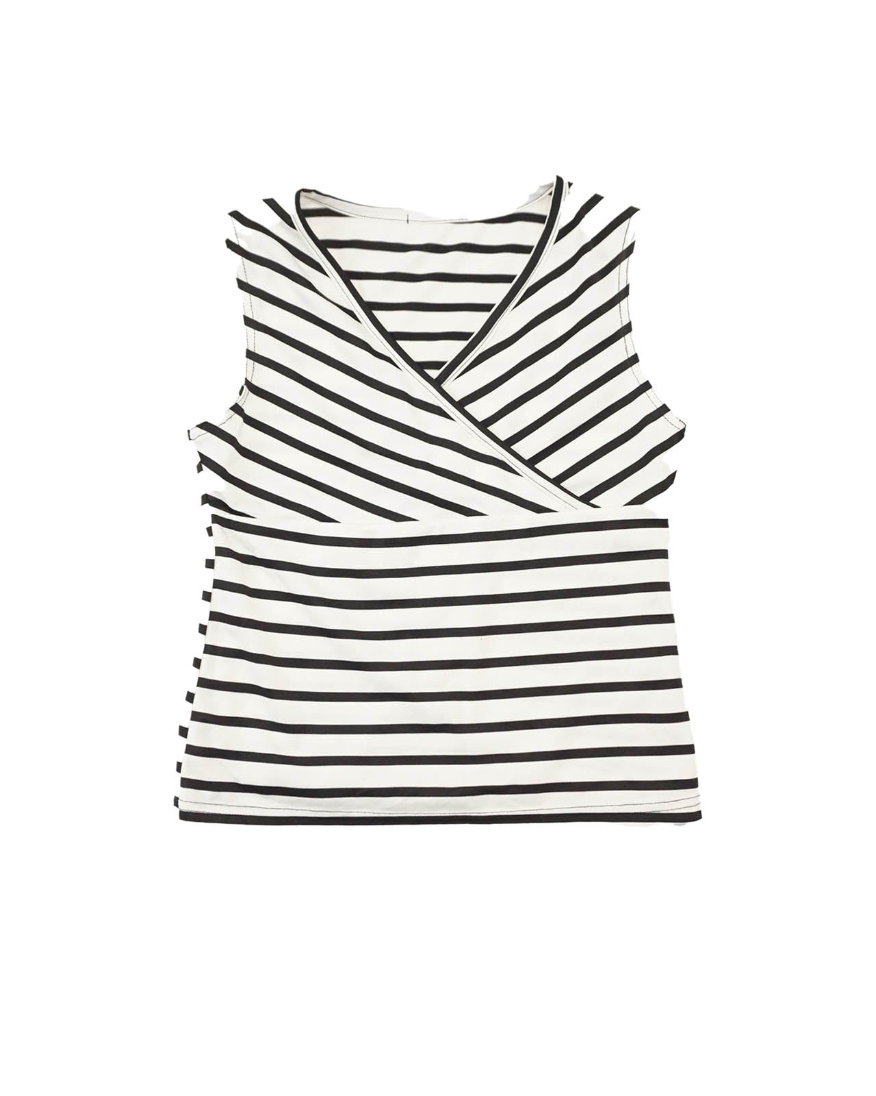 (S) Black/White Stripy Tank Top