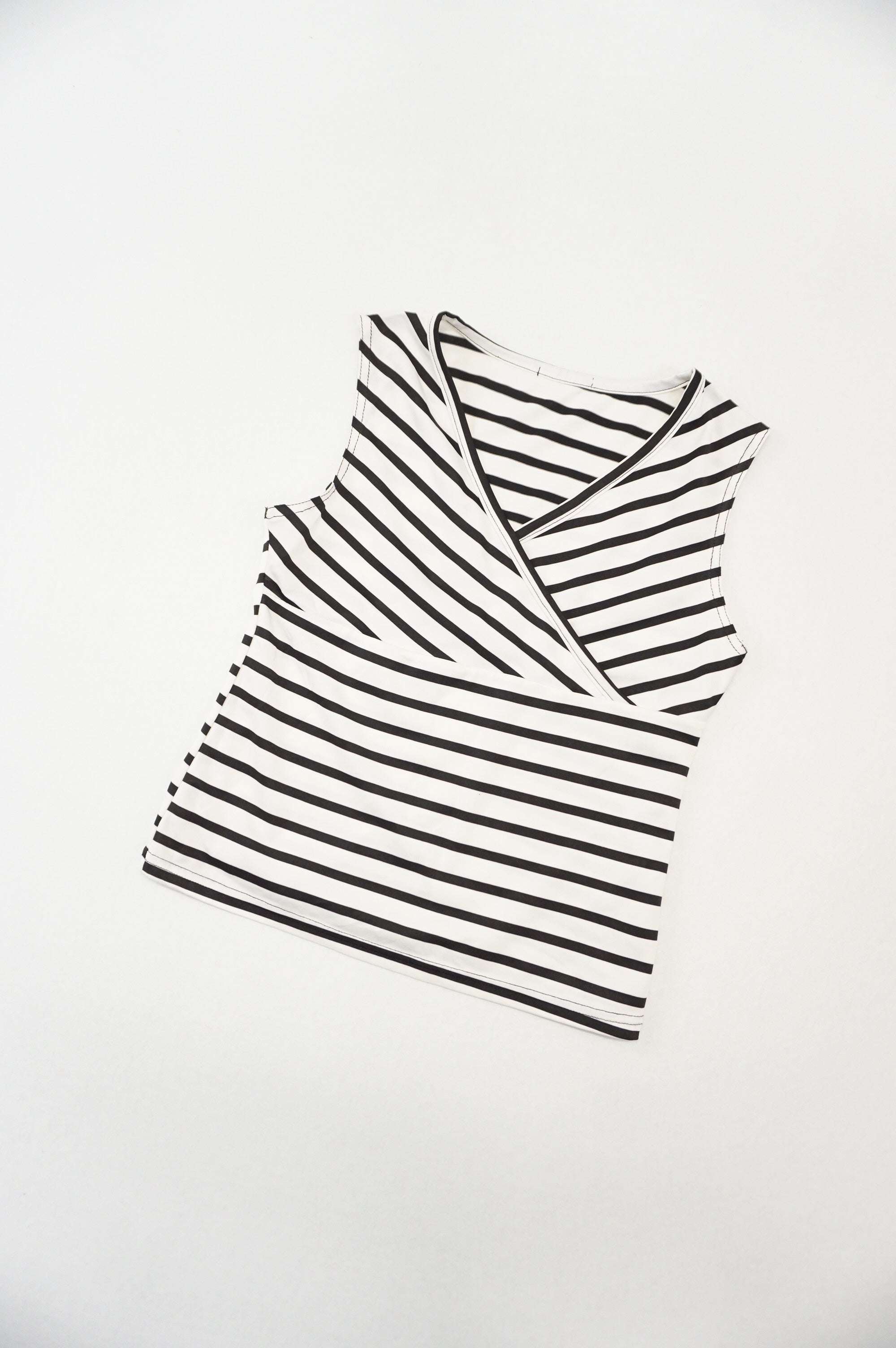 (S) Black/White Stripy Tank Top