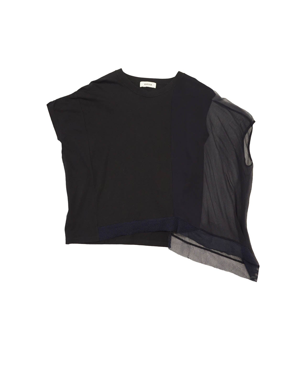(M/L) ZUCCA Black/Navy Net Hem Top