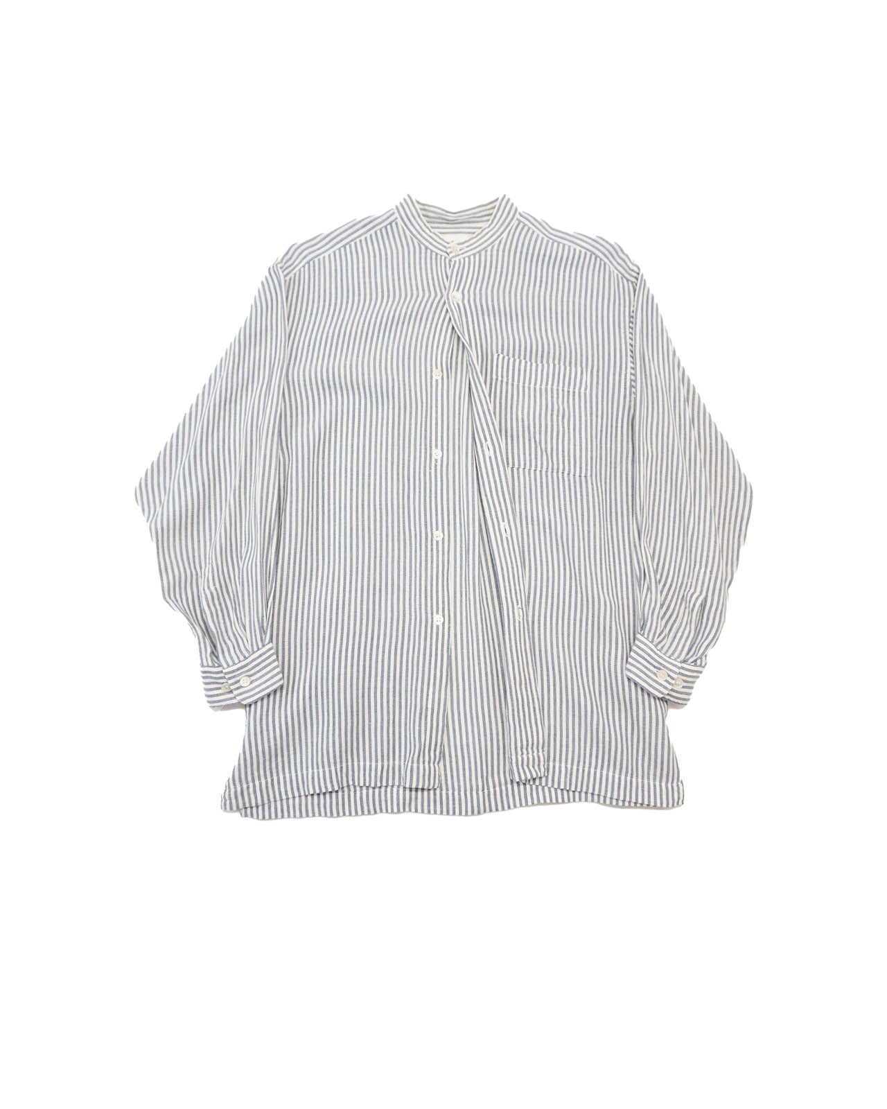 (L/XL) MIYAKE DESIGN STUDIO Striped Linen Stand-collar Shirts c.00's