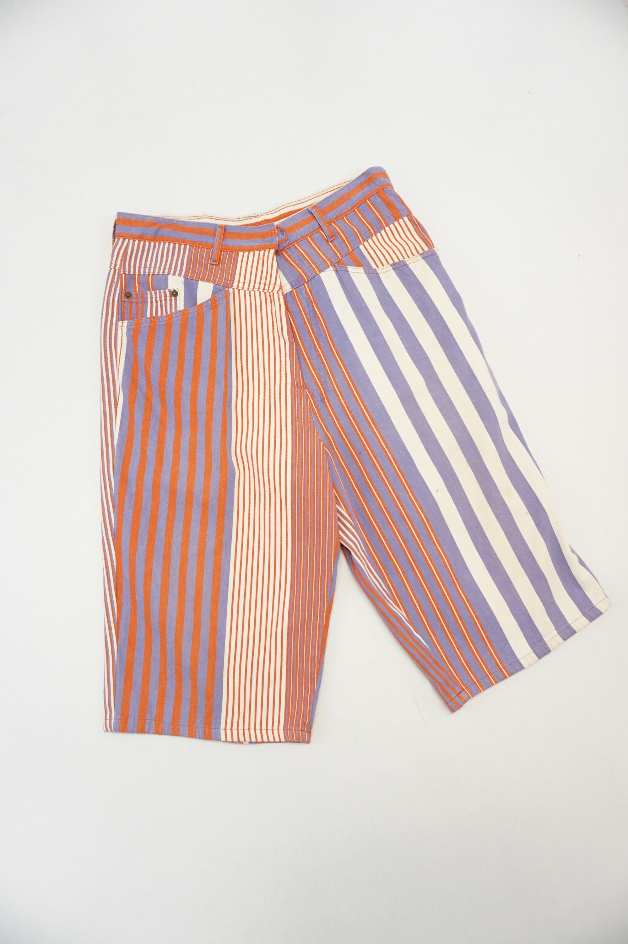 (32") GIRBAUD Vibrant Pinstripe Shorts c.Late 90's