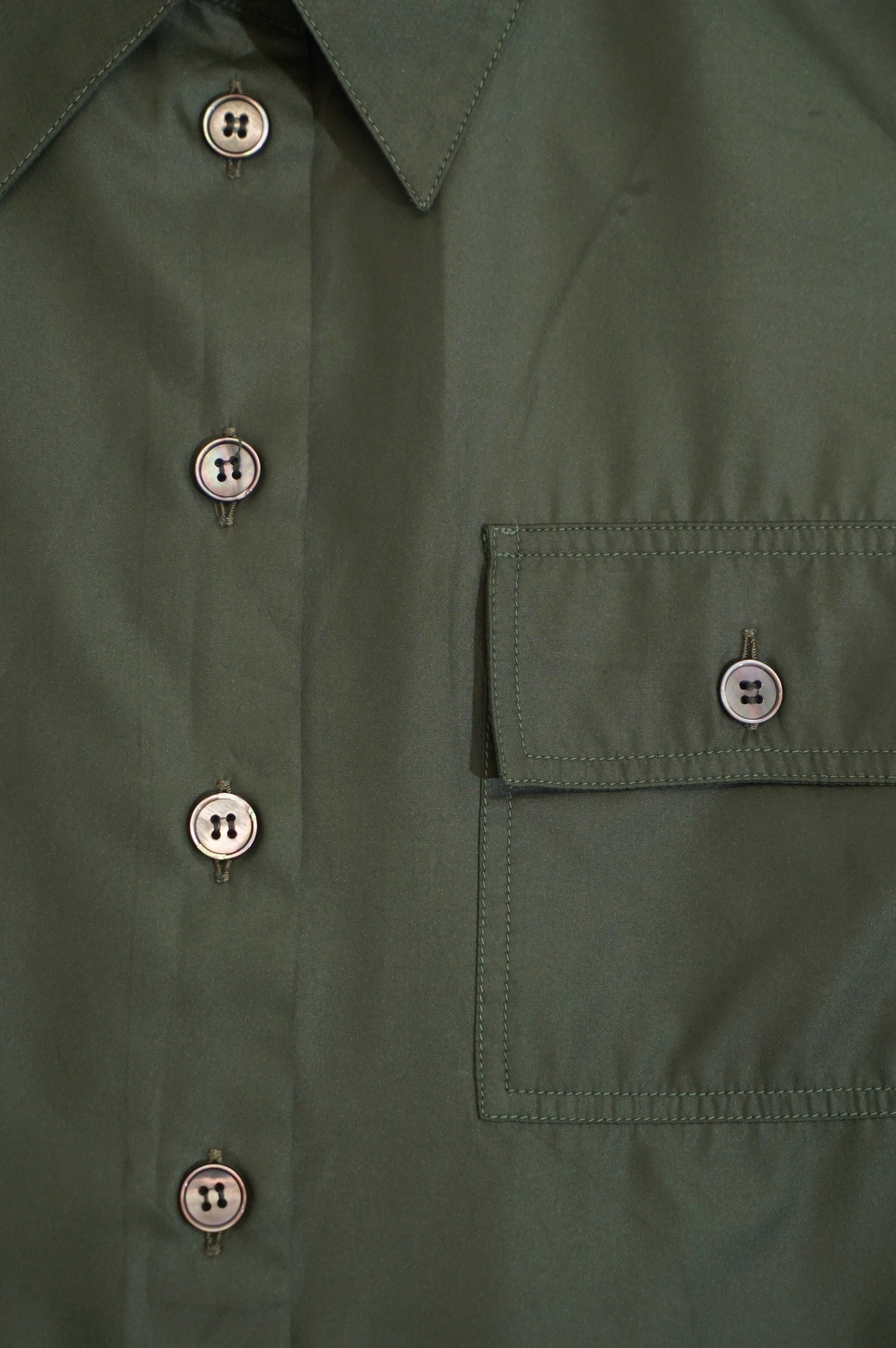 (XS/S) HELMUT LANG Green Cotton Poplin Shirt. c.1997-1999