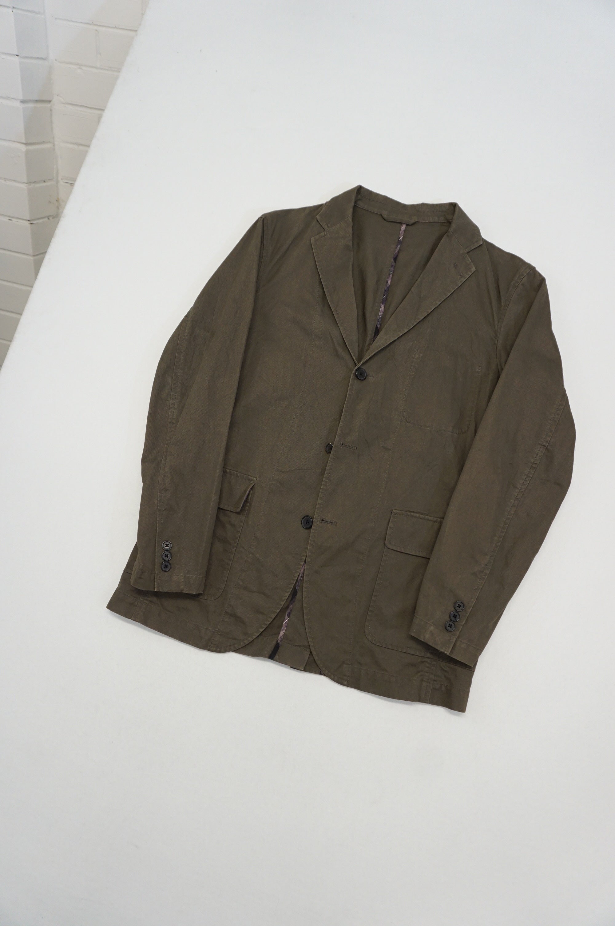 (L) UNIQLO Vintage-wash Cotton Work Blazer