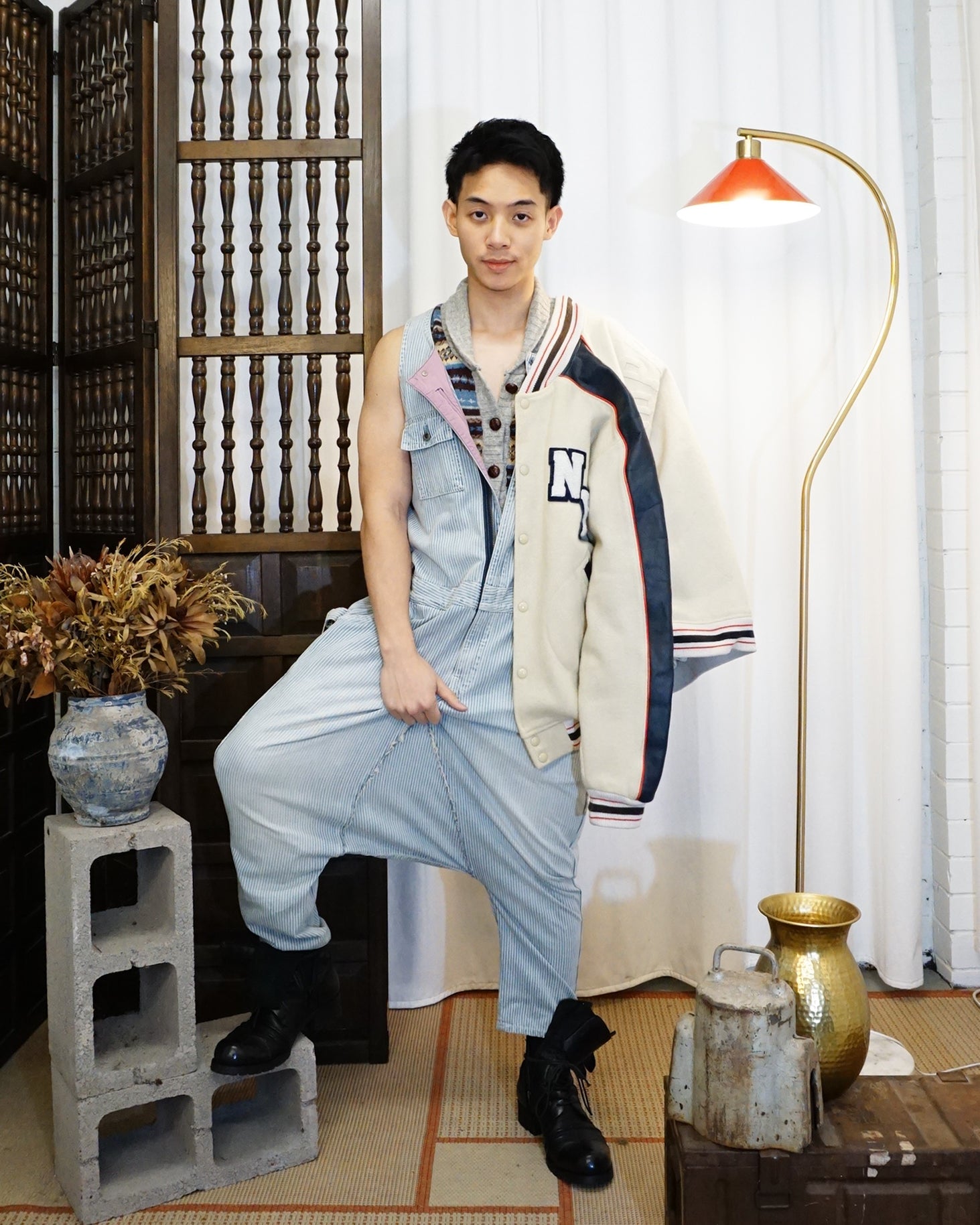 KAPITAL Washed Hickory Denim Overall - alternate view