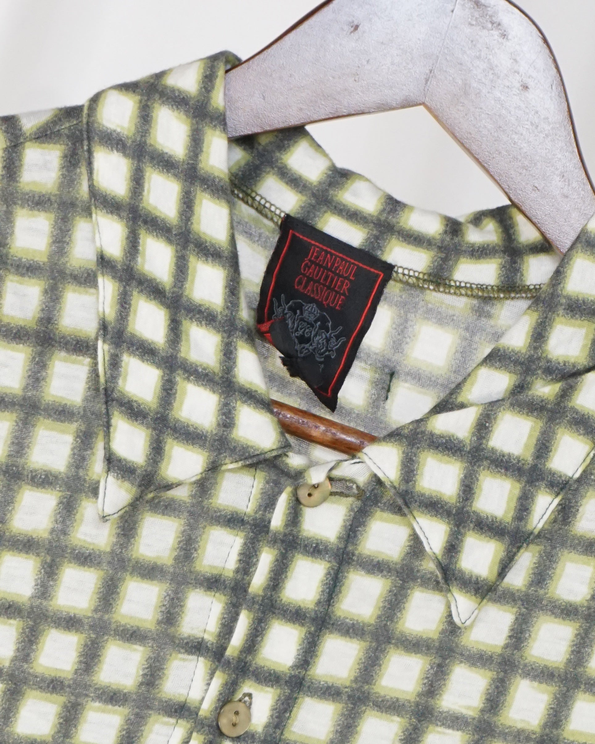 JEAN PAUL GAULTIER Classique Sleeveless Grid Shirt c.90s