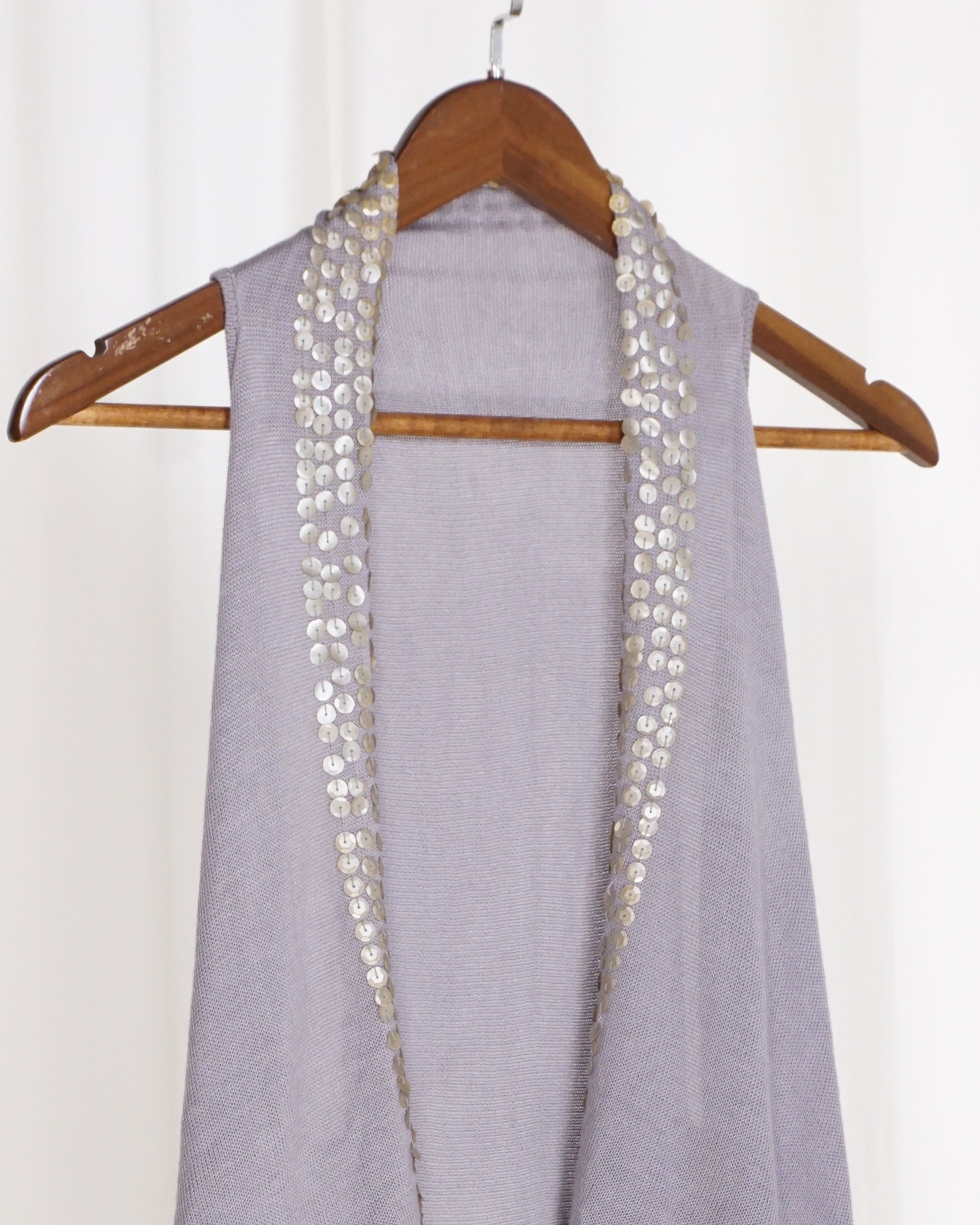 Sequinned Trim Open Knit Cardigan