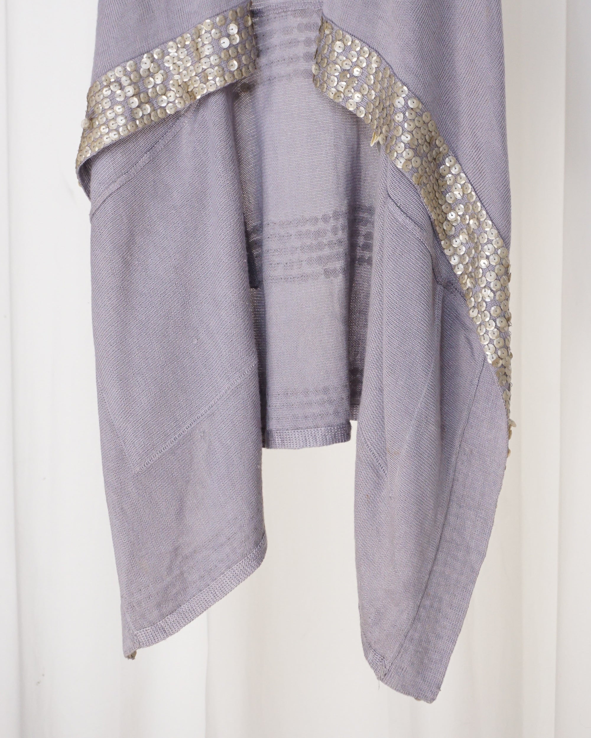 Sequinned Trim Open Knit Cardigan