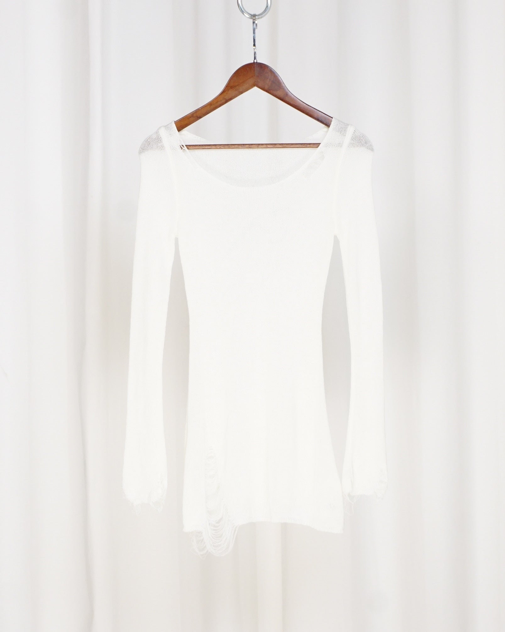 White Distresed Sheer Top/Dress