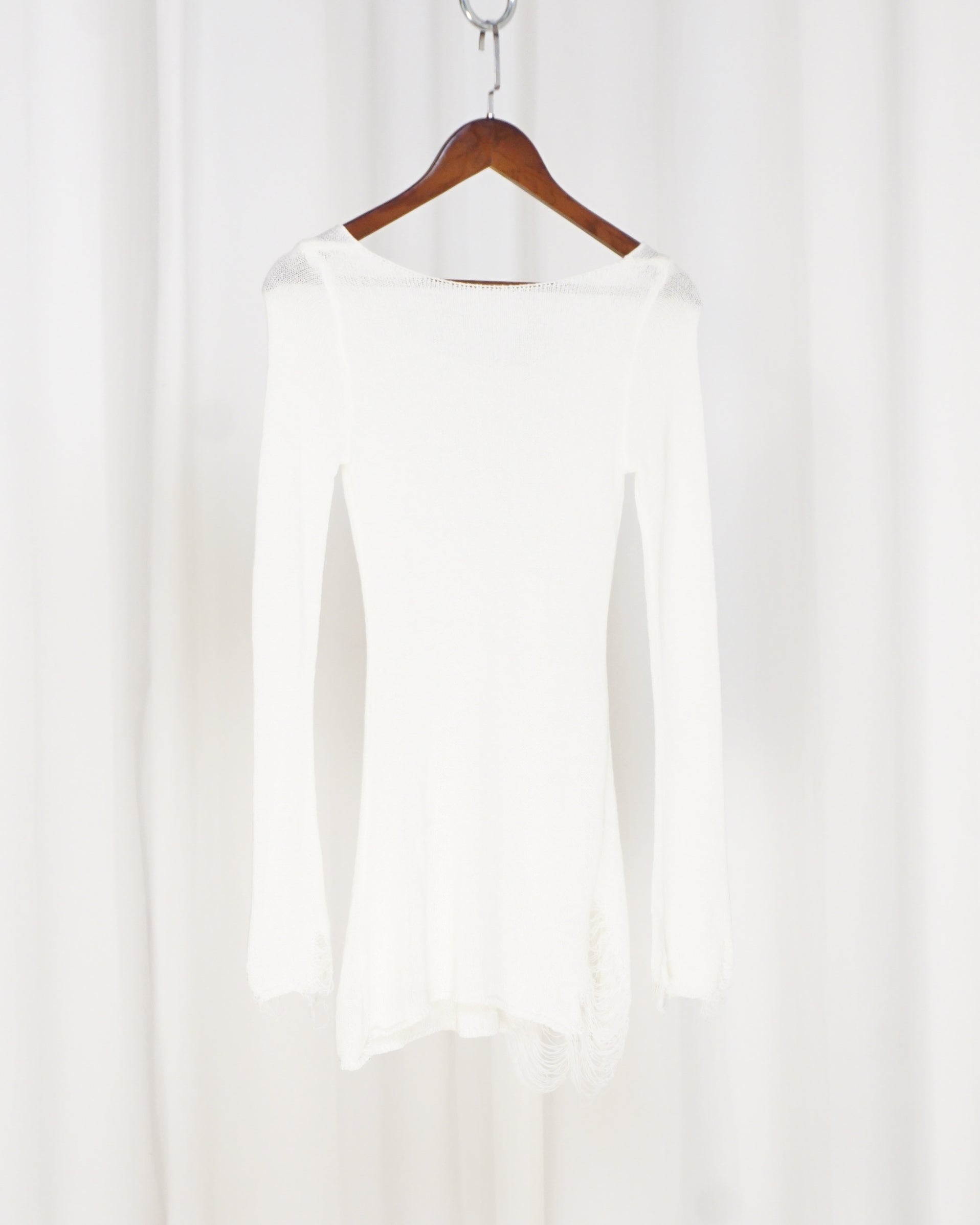 White Distresed Sheer Top/Dress