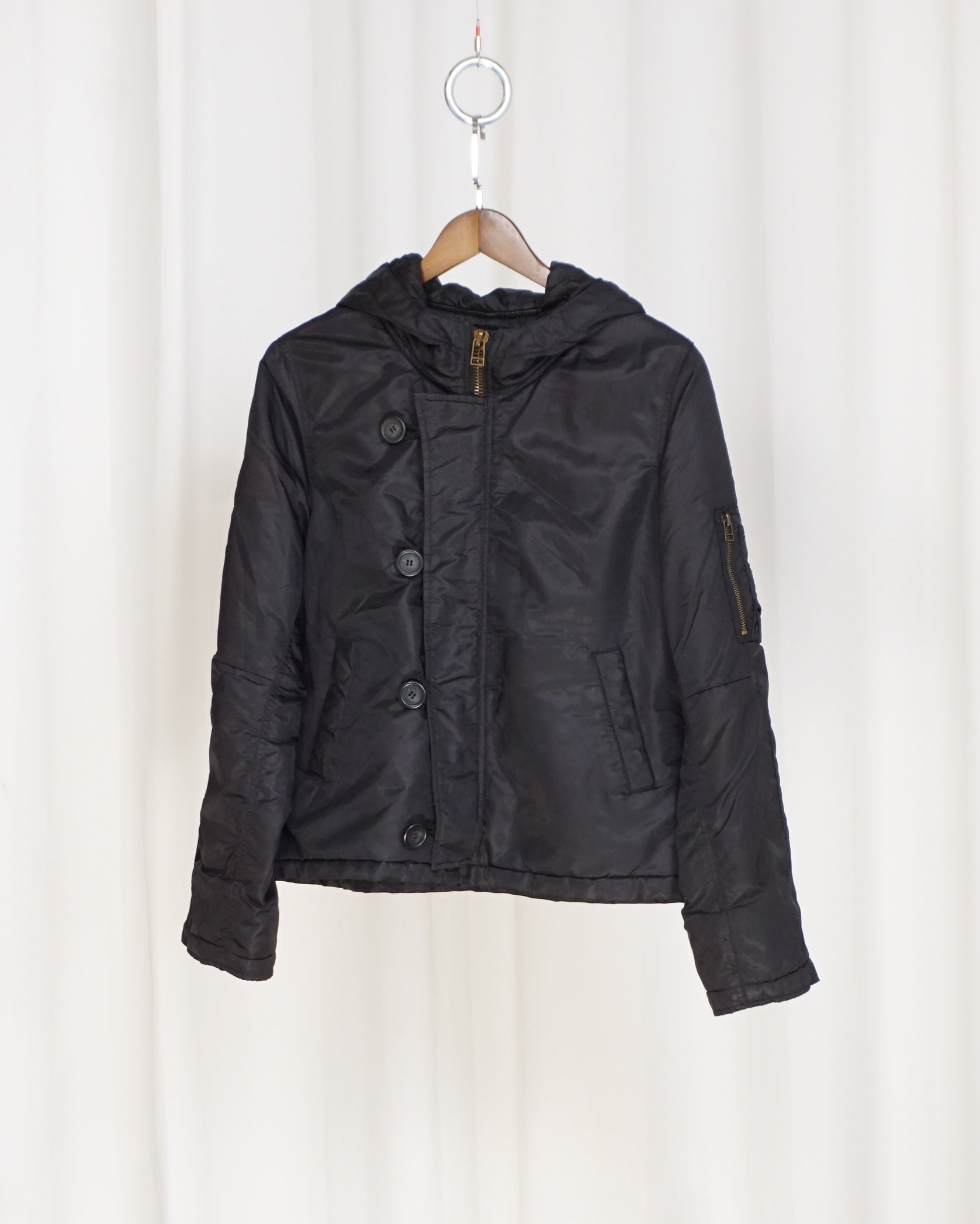 COLZA Black Hooded Bomber Jacket