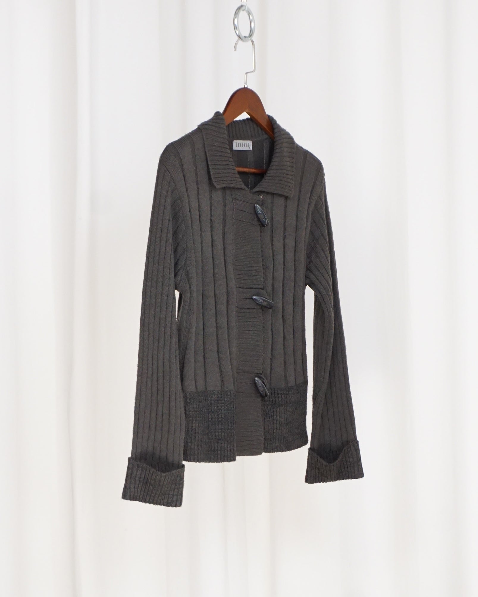 THEORIA Ribbed Knit Grey Wool Jacket