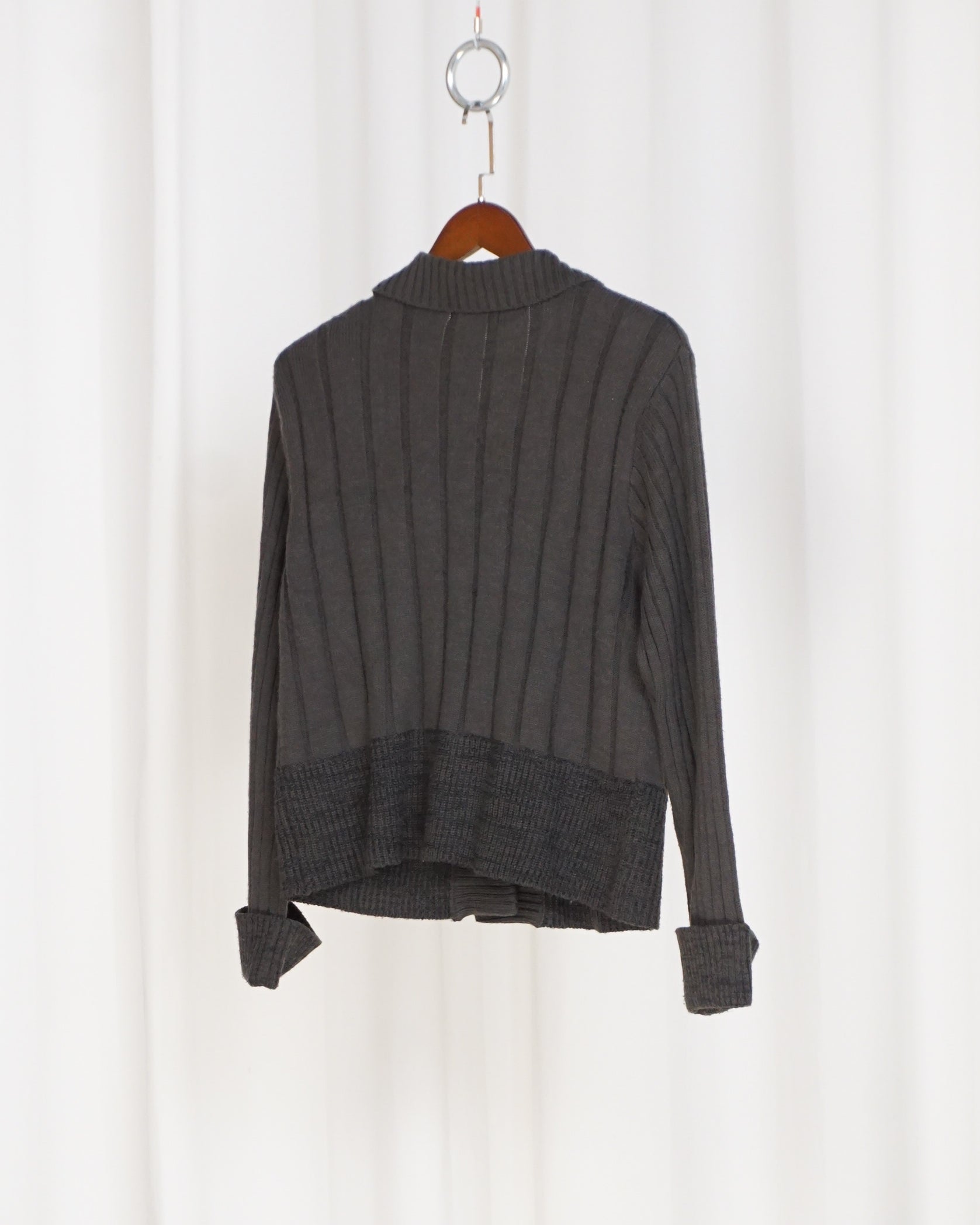 THEORIA Ribbed Knit Grey Wool Jacket