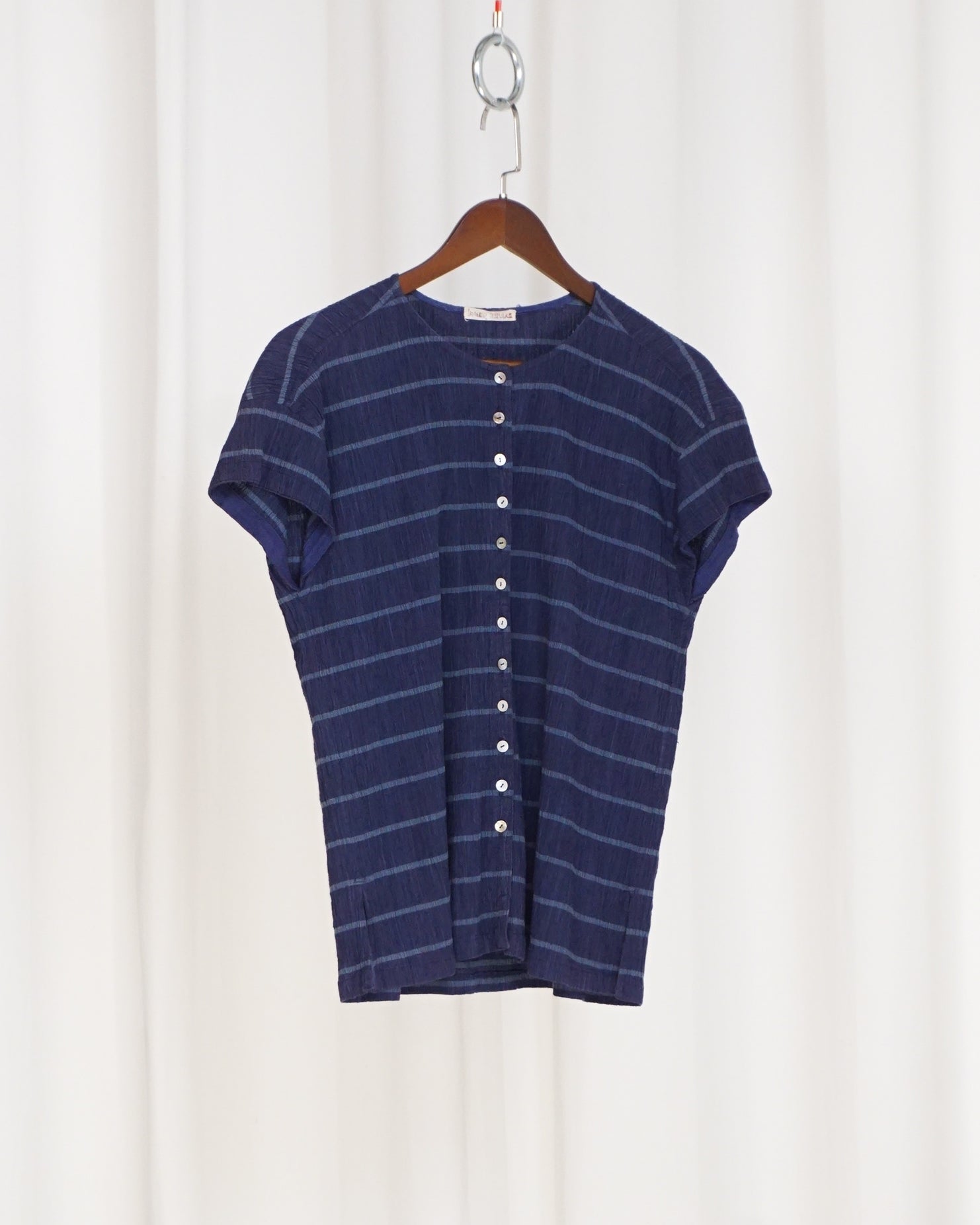 ISSEY MIYAKE 1970s Indigo Horizontal Stripe Shirt