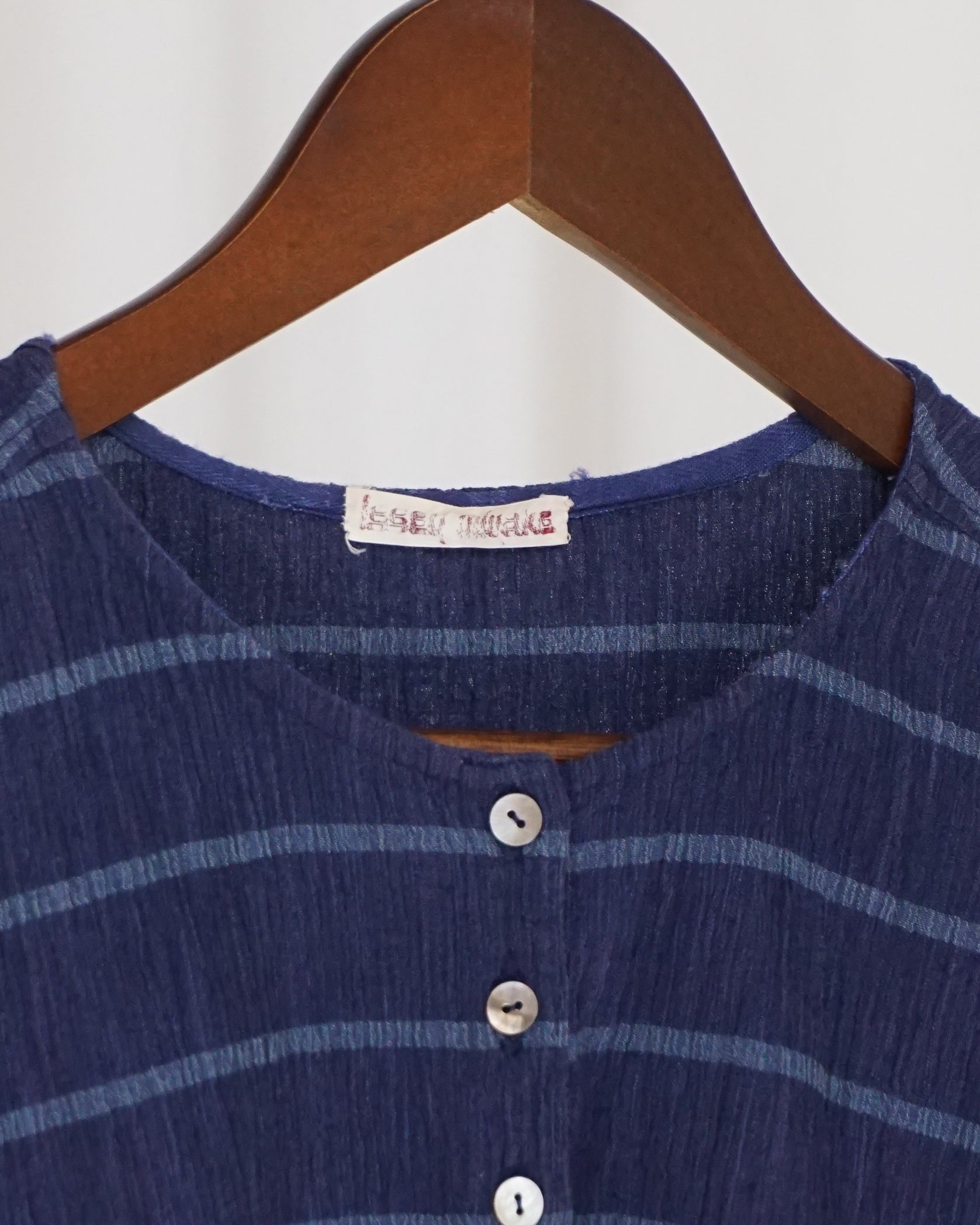 ISSEY MIYAKE 1970s Indigo Horizontal Stripe Shirt - alternate view