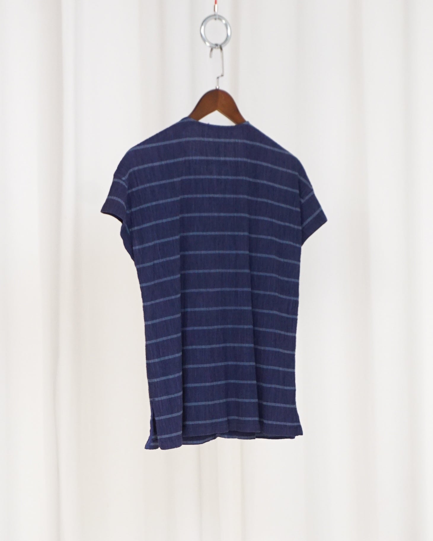 ISSEY MIYAKE 1970s Indigo Horizontal Stripe Shirt